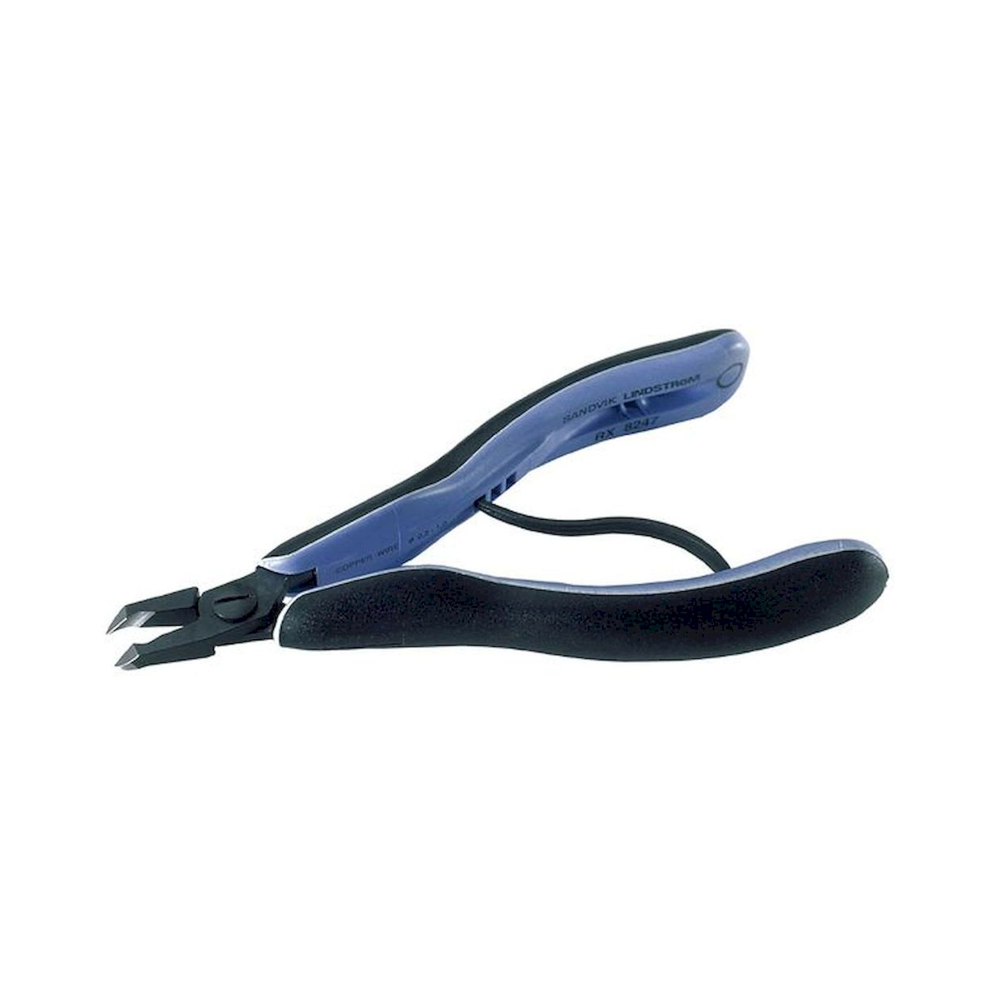 Lindström RX 8247. Diagonal end cutter 45°, RX-Series, long jaws, fine bevel, 0.2-1 mm