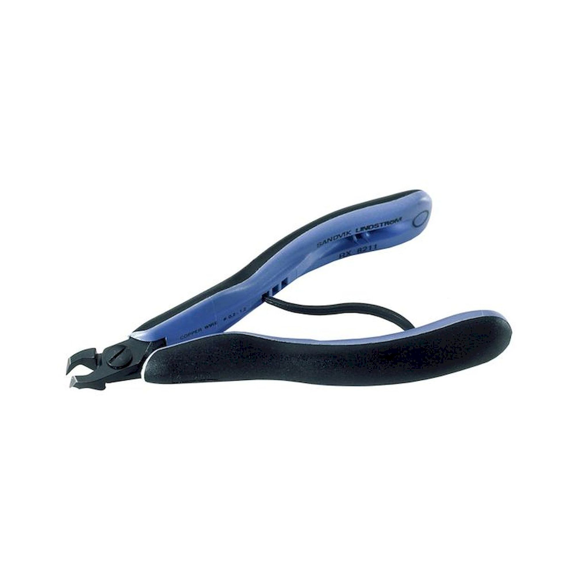 Lindström RX 8211. 20° oblique end cutting pliers, RX series, short jaws, fine bevel, 0.2-1.2 mm