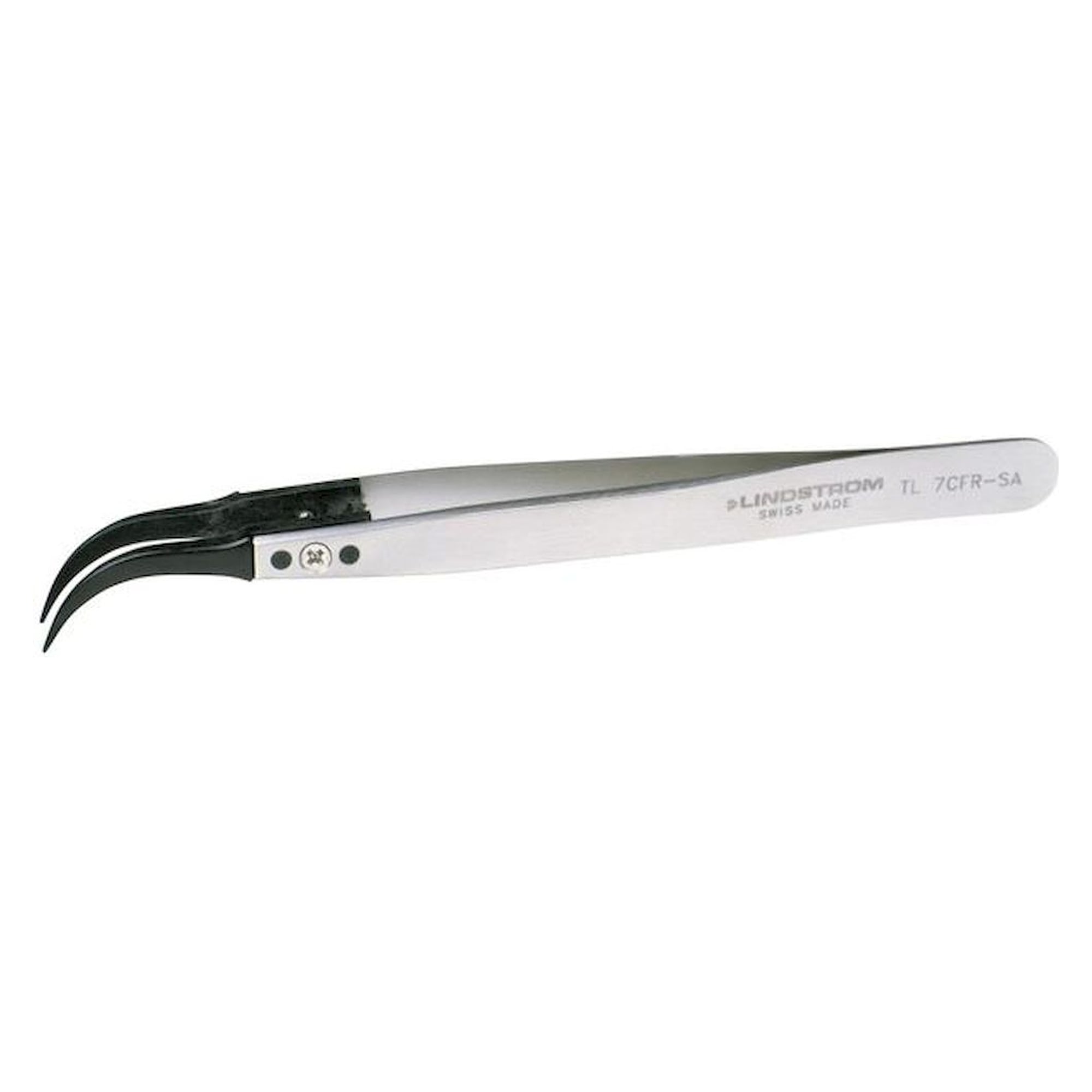 Lindström TL 7CFR-SA. Pinzette mit austauschbaren Fiberglas-Spitzen, fein/gebogen, 130 mm