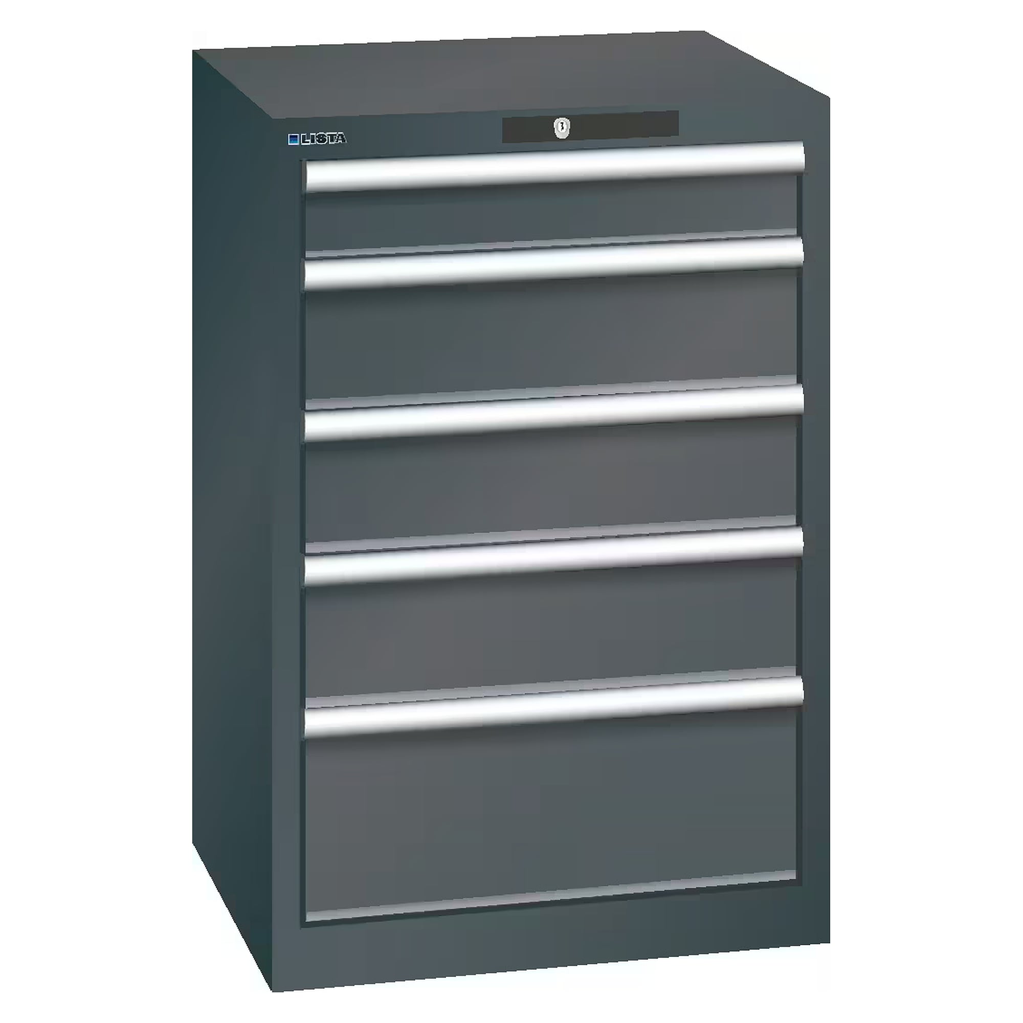 Armoire à tiroirs ESD 27x27E, 564x572x850 mm, 5 tiroirs 1x100/3x150/1x200, 75 kg, RFID Lock - Lista 95.029, Gris anthracite RAL 7016
