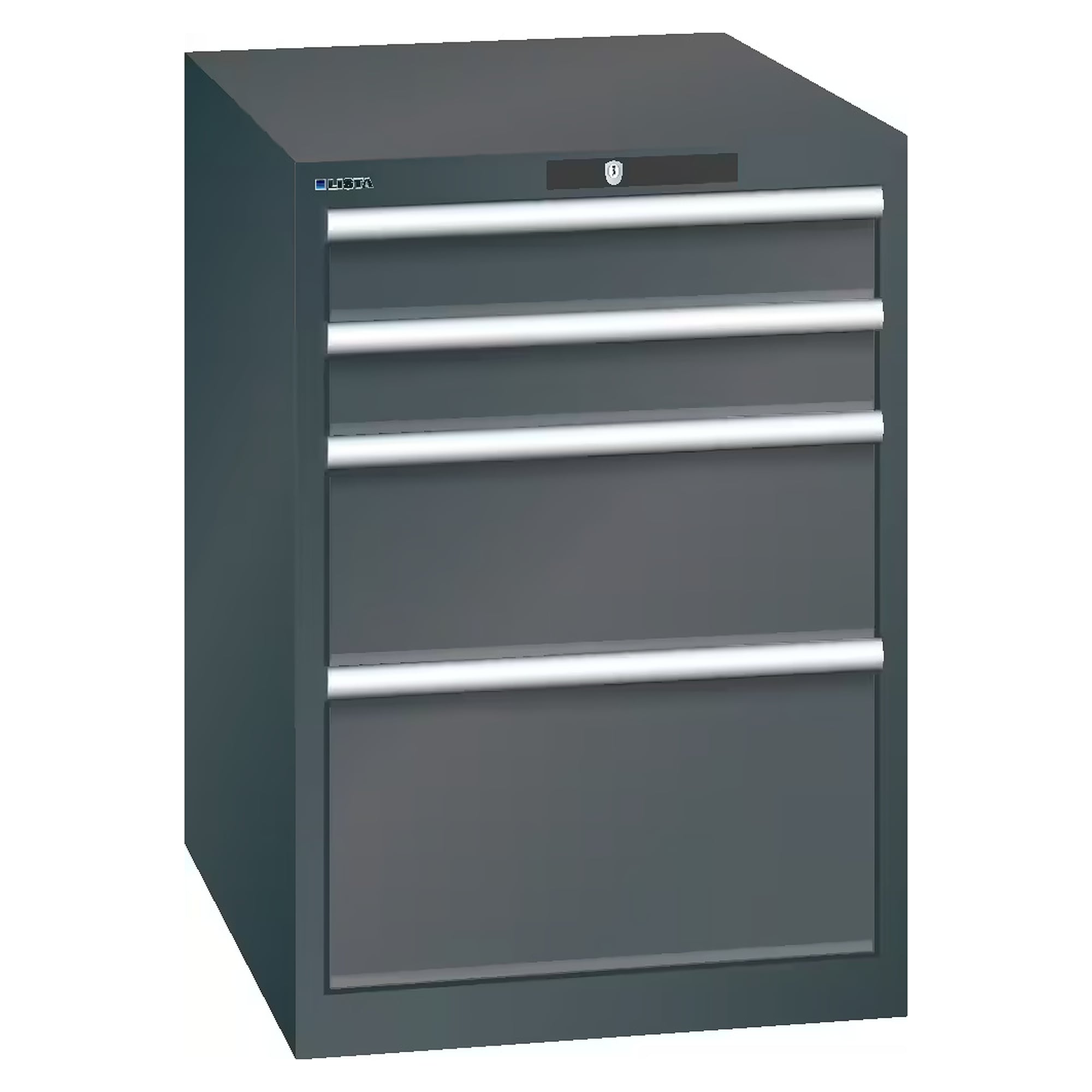 Armoire à tiroirs ESD 27x36E, 564x725x800 mm, 4 tiroirs 2x100/1x200/1x300, 75 kg, AUTO Lock - Lista 93.088, Gris anthracite RAL 7016