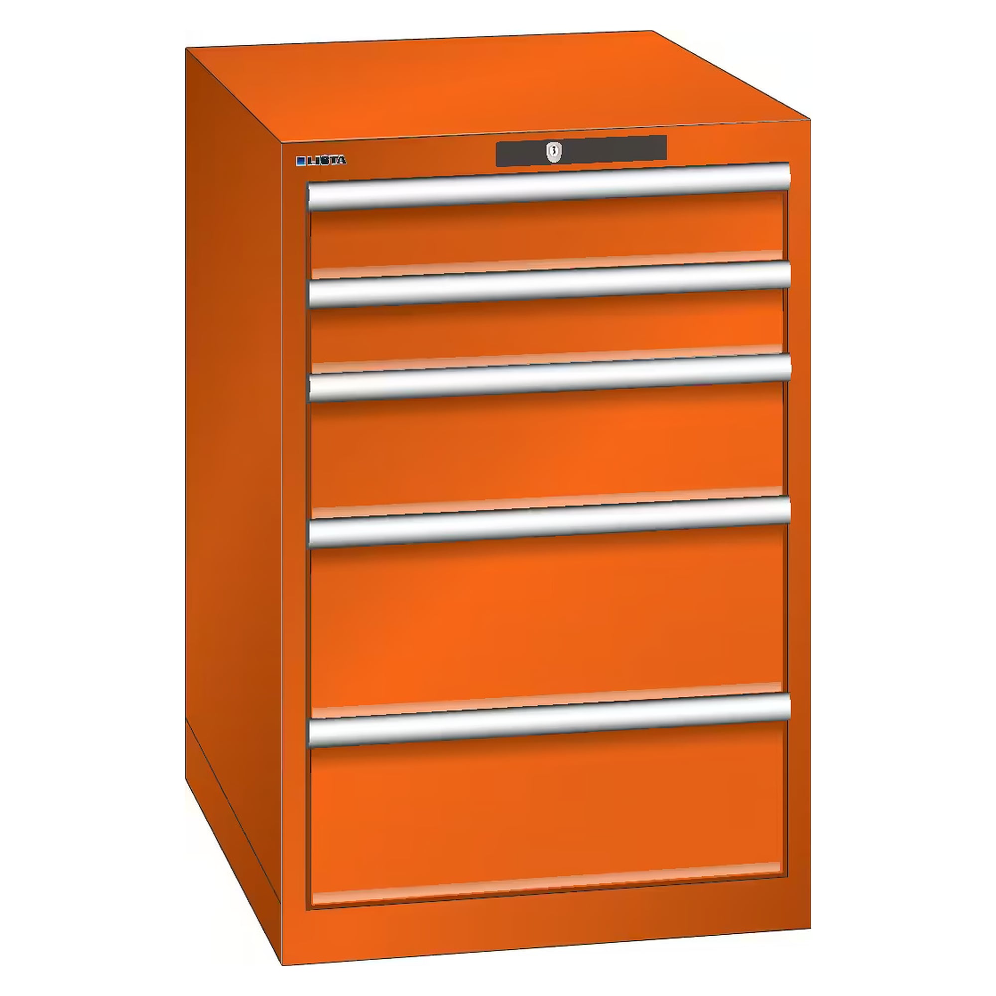 Armoire à tiroirs ESD 27x36E, 564x725x850 mm, 5 tiroirs 2x100/1x150/2x200, 75 kg, RFID Lock - Lista 95.111, Orange NCS S 1080-Y40R