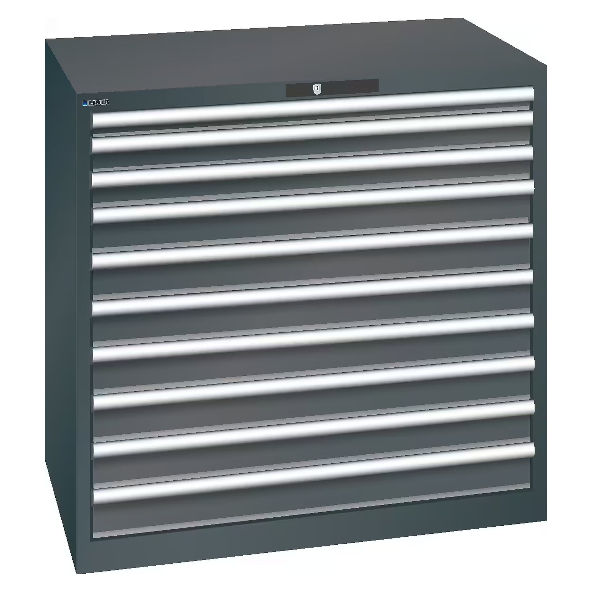 Armoire à tiroirs ESD 54x36E, 1023x725x1000 mm, 10 tiroirs 1x50/2x75/7x100, 200 kg, AUTO Lock - Lista 93.109, Gris anthracite RAL 7016