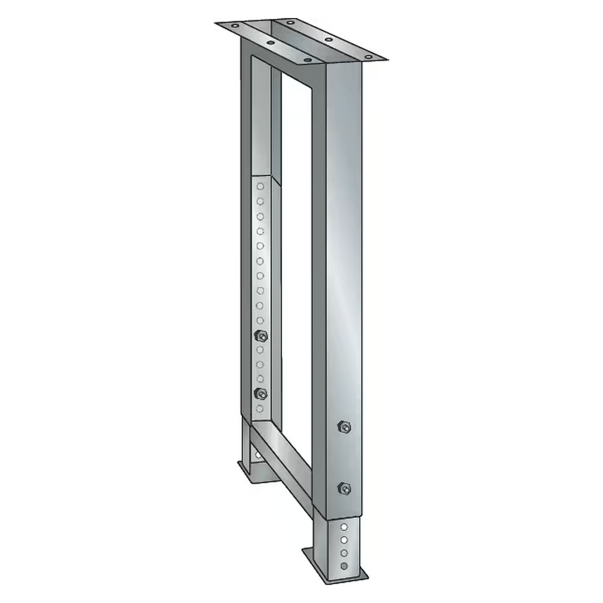 ESD-Werkbankfuß stationär 80x725 mm, höhenverstellbar 700-1050 mm im 25-mm-Raster, für Plattentiefe 750 und 800 mm, 400 kg - Lista 95.507, Lichtgrau RAL 7035