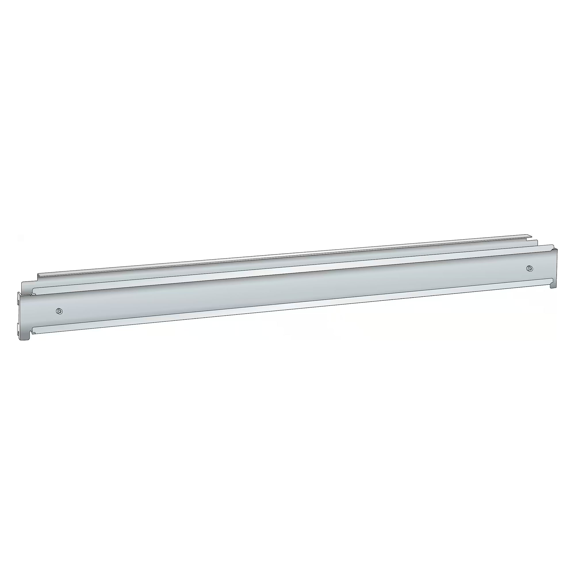 ESD-Sicherungswinkel für Behälterleiste 750 mm, BxH 750x85 mm, gegen Aushängen der Behälter - Lista 93.592, Lichtgrau RAL 7035
