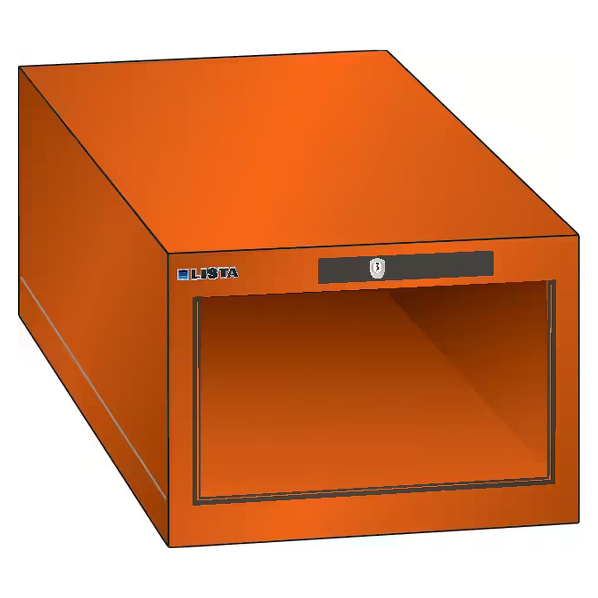 ESD-Schrankgehäuse 18x27E, 411x572x283 mm, lichte Höhe 200 mm, KEY Lock ohne Zylinder - Lista 93.297, Orange NCS S 1080-Y40R