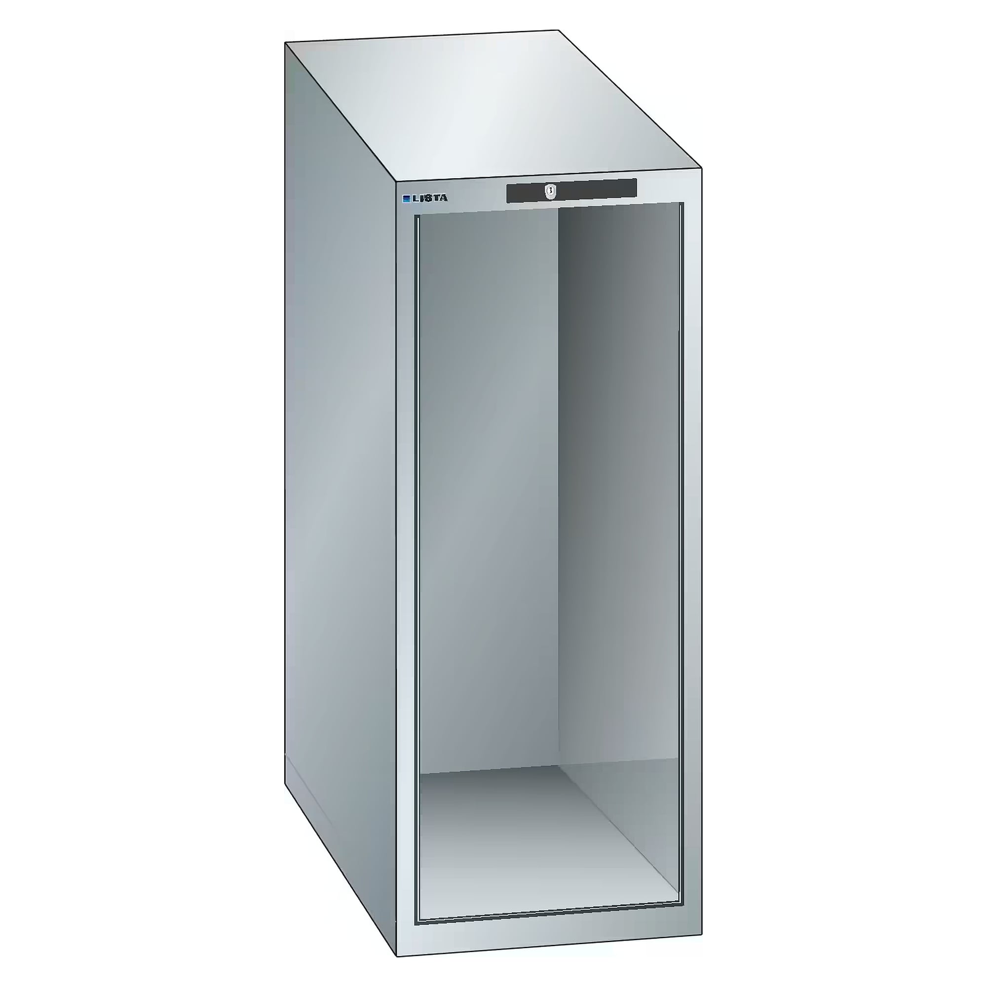 ESD-Schrankgehäuse 18x36E, 411x725x1000 mm, lichte Höhe 900 mm, AUTO Lock, ohne Schubladen - Lista 93.021, Lichtgrau RAL 7035
