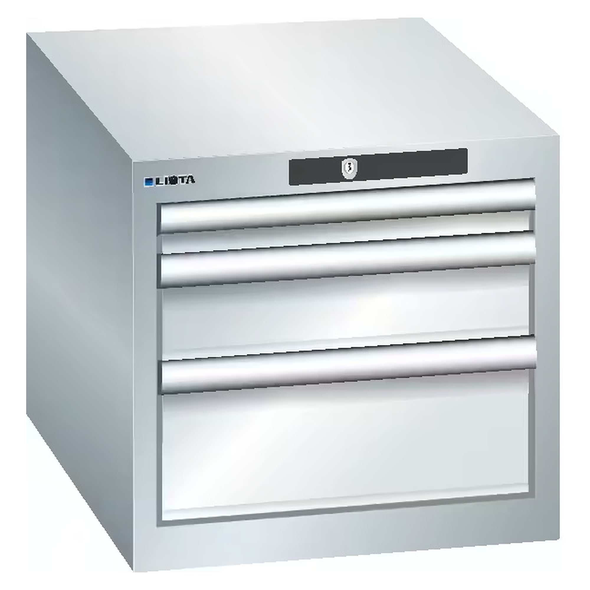 ESD-Schubladenschrank 18x27E, 411x572x383 mm, 3 Schubladen 1x50/1x100/1x150, 75 kg, RFID Lock - Lista 93.071, Lichtgrau RAL 7035