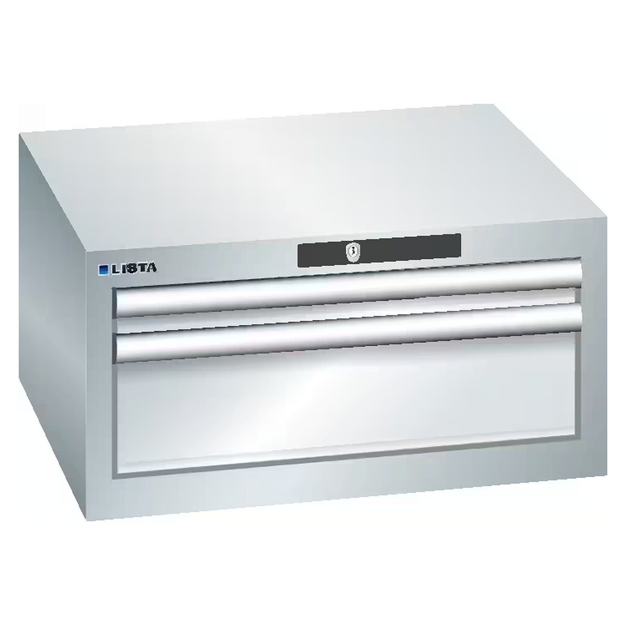 ESD-Schubladenschrank 27x27E, 564x572x283 mm, 2 Schubladen 1x50/1x150, 75 kg, RFID Lock - Lista 93.072, Lichtgrau RAL 7035