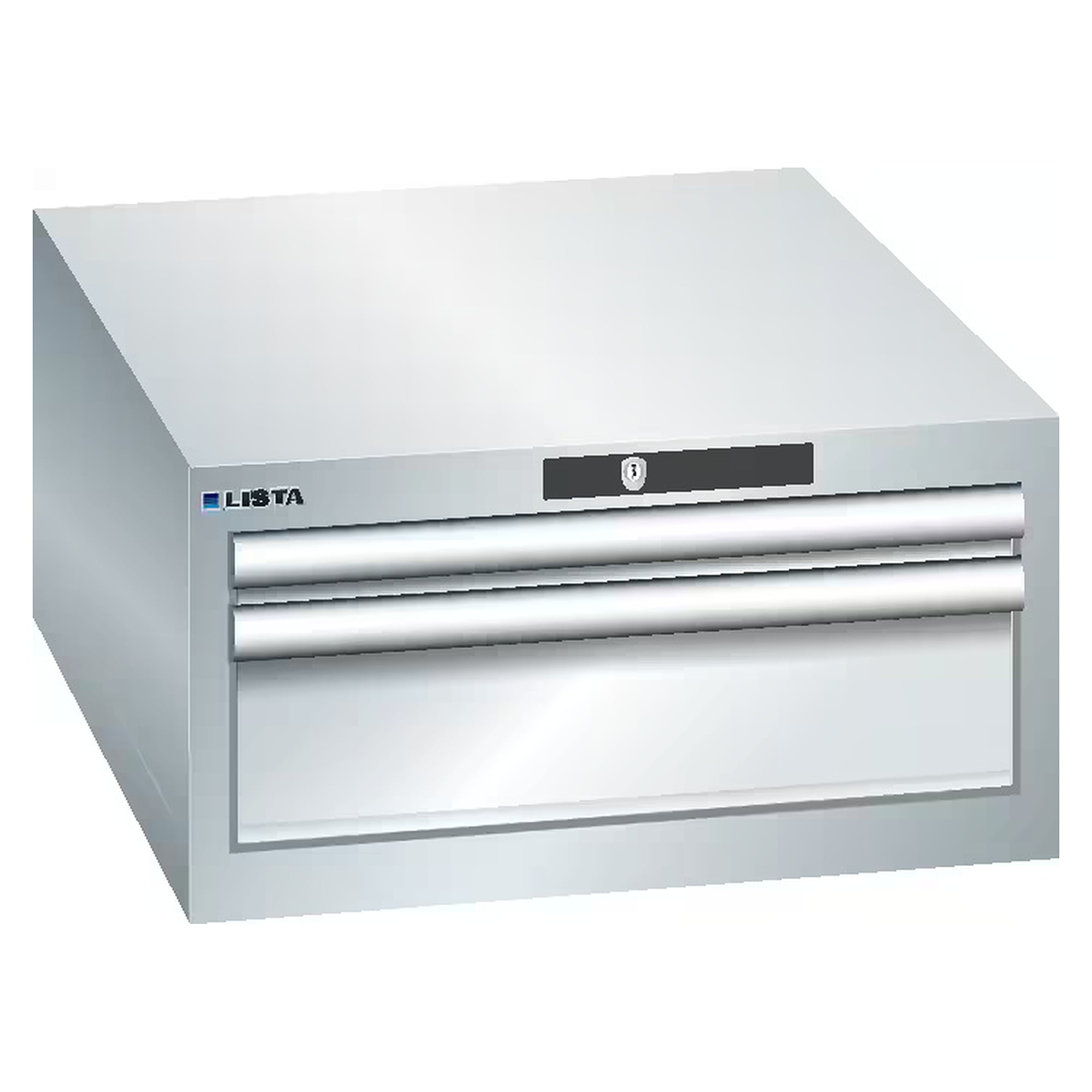 ESD-Schubladenschrank 27x36E, 564x725x283 mm, 2 Schubladen 1x50/1x150, 75 kg, RFID Lock - Lista 93.073, Lichtgrau RAL 7035