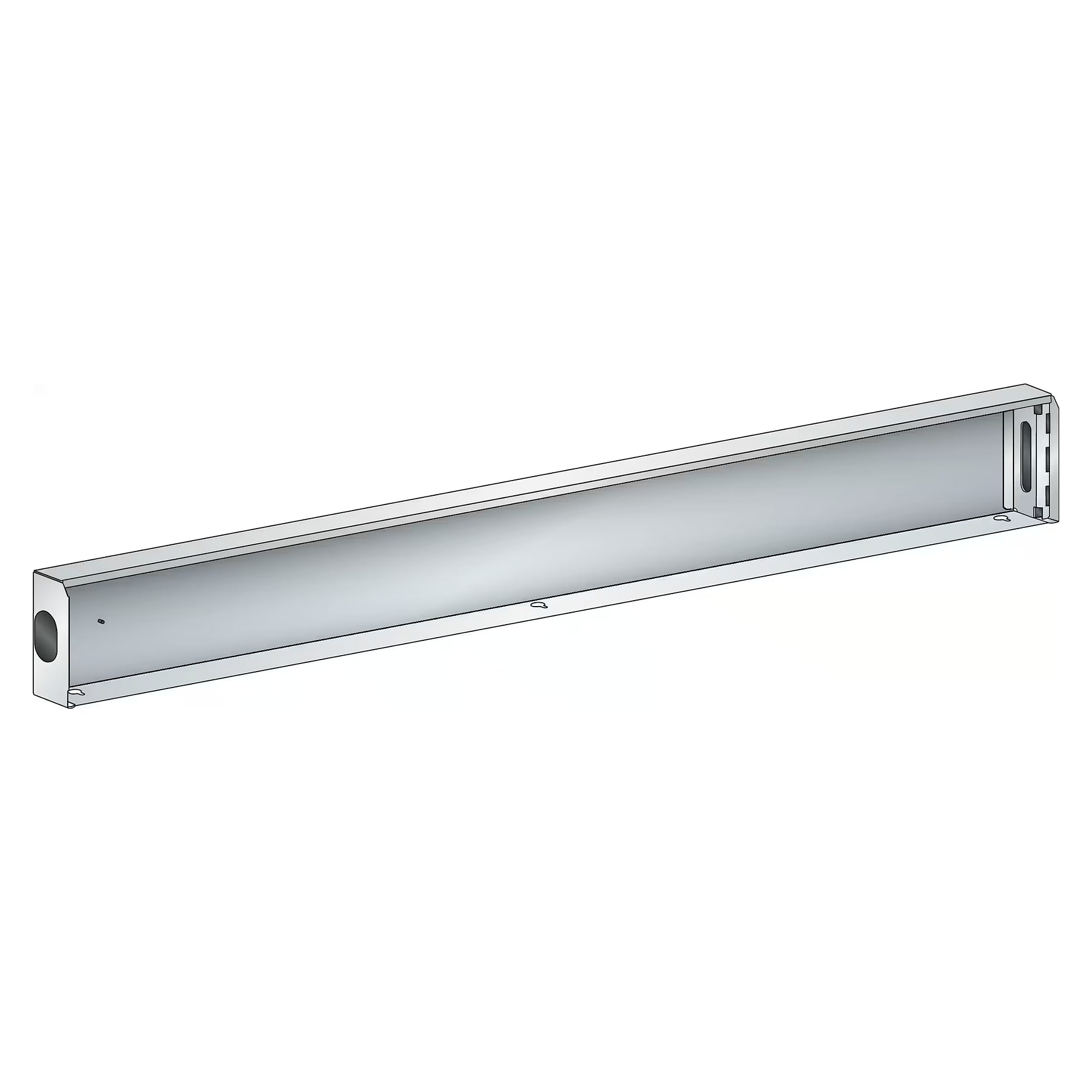 ESD-Grundrahmen für Werkbankplatten, Modulbreite 2000 mm, 1998x75x161 mm, mit Abdeckklappe - Lista 92.438, Lichtgrau RAL 7035