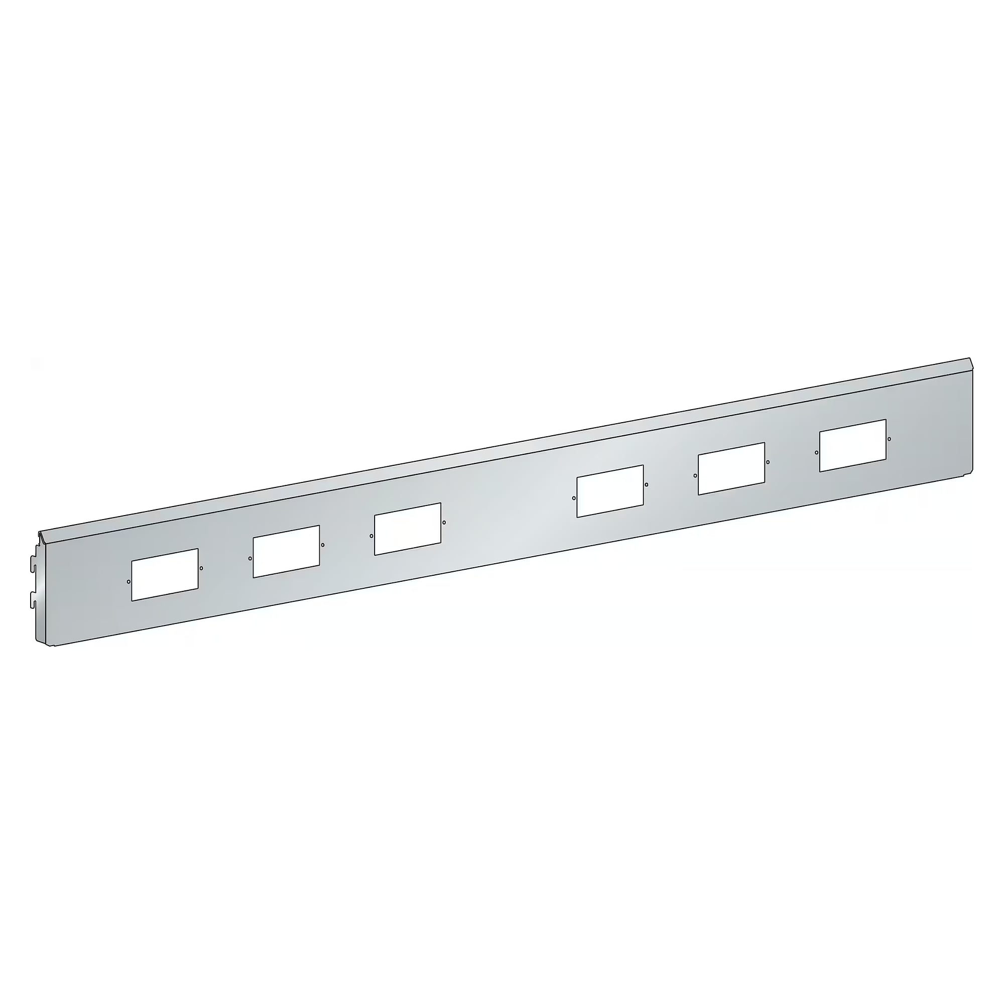 Panneau arrière d'énergie ESD pour canal d'énergie, largeur de module 1500 mm, 1490x28x157 mm, pour 6 modules - Lista 92.443