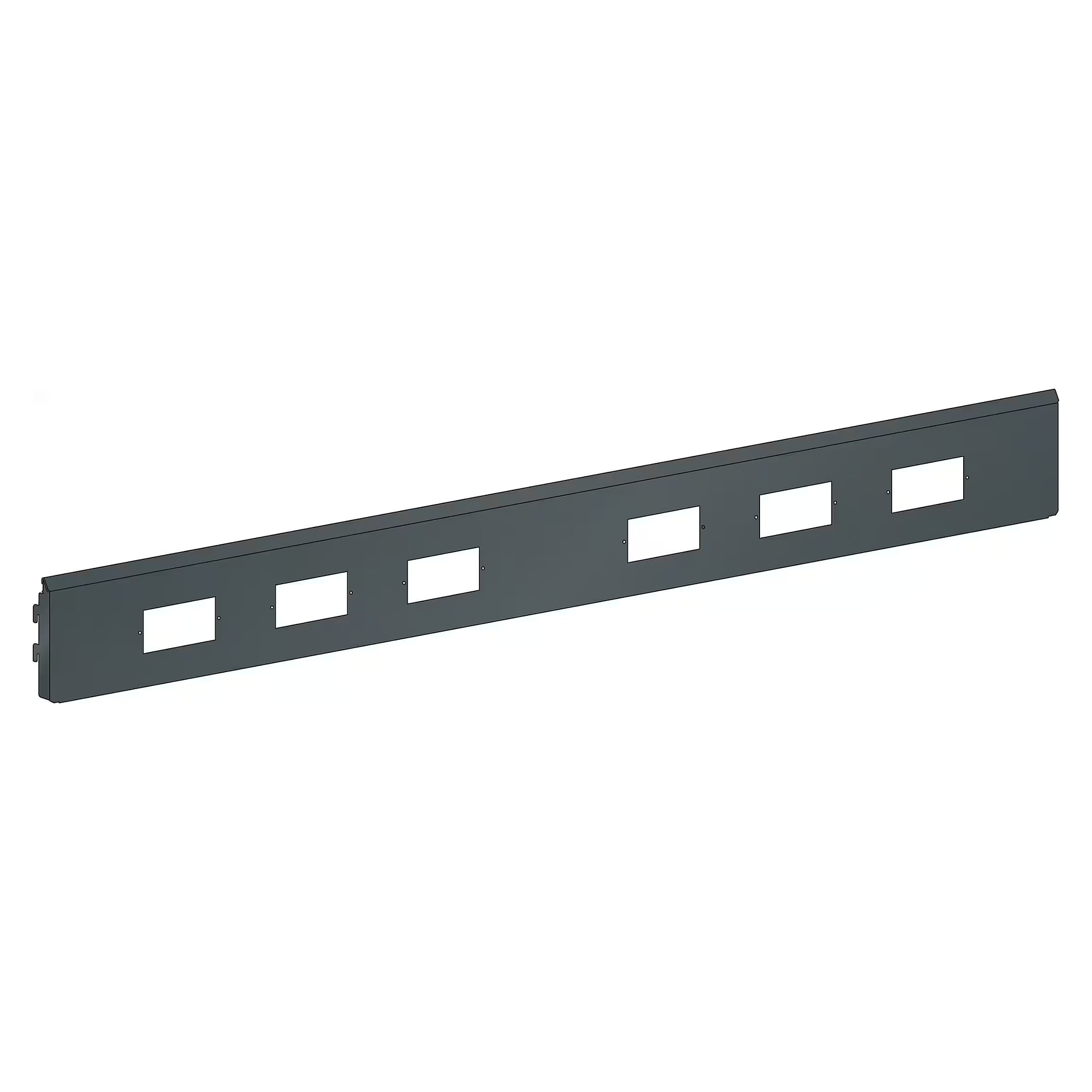 ESD energy back panel for energy channel, module width 1500 mm, 1490x28x157 mm, for 6 modules - Lista 92.443, Anthracite grey RAL 7016