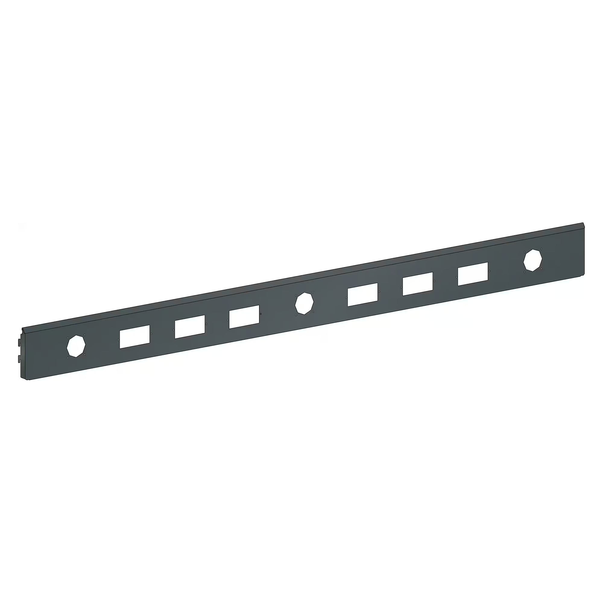 ESD energy back panel for energy channel, module width 2000 mm, 1990x28x157 mm, for 6 modules and 3 energy elements - Lista 92.446, Anthracite grey RAL 7016