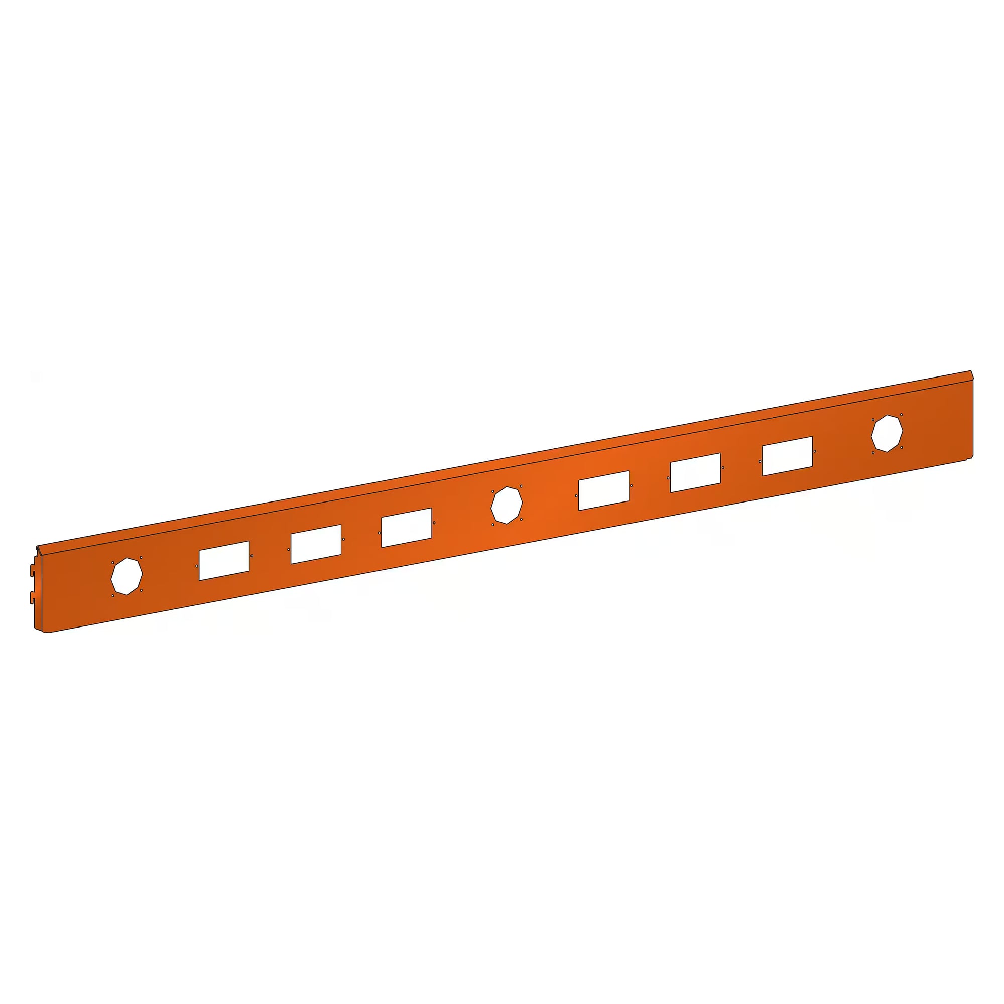 ESD energy back panel for energy channel, module width 2000 mm, 1990x28x157 mm, for 6 modules and 3 energy elements - Lista 92.446, Orange NCS S 1080-Y40R