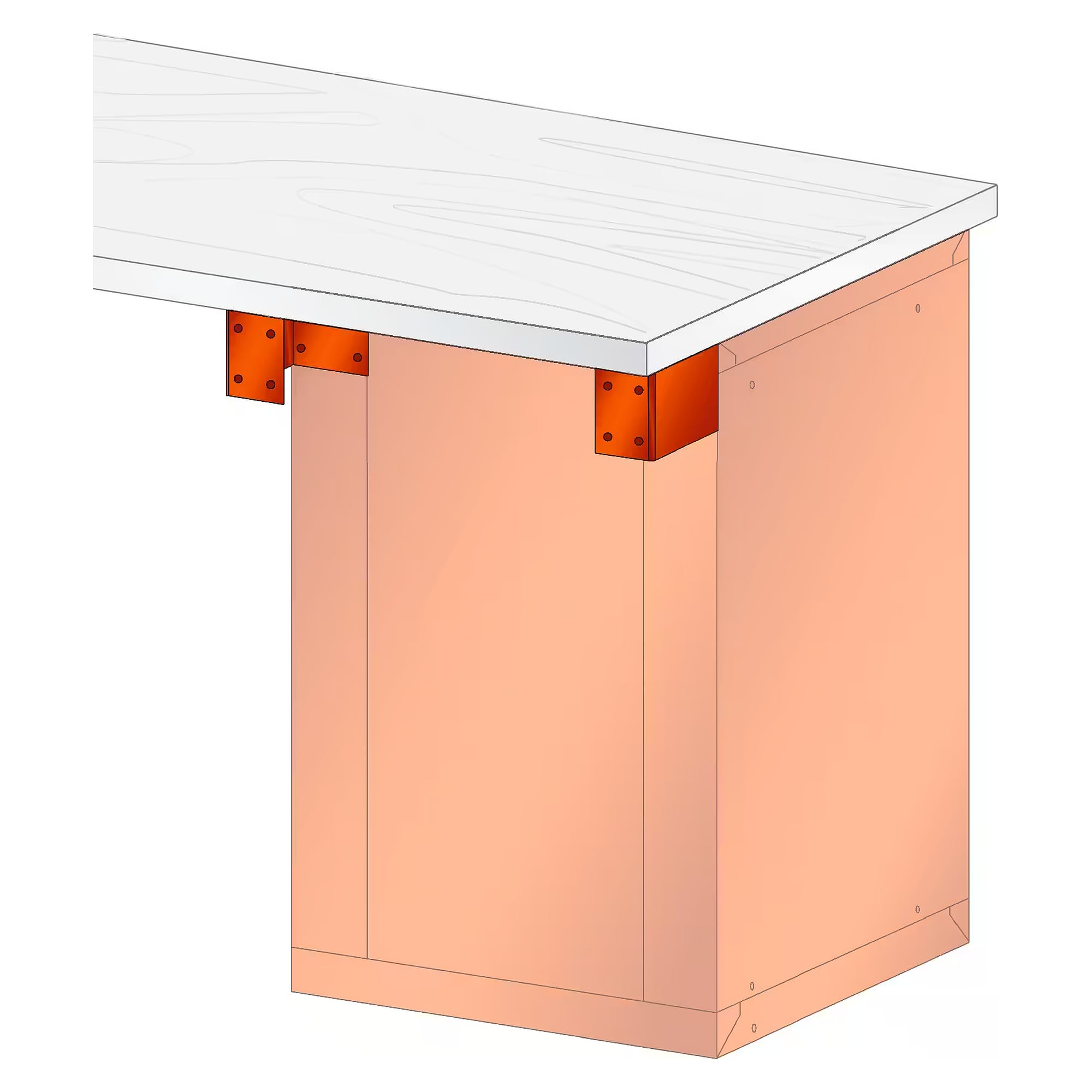 ESD-TWIN-Link-Adapter B, 100x102,5x280 mm (BxTxH), für Schubladenschrank 27E - Lista 93.940, Orange NCS S 1080-Y40R