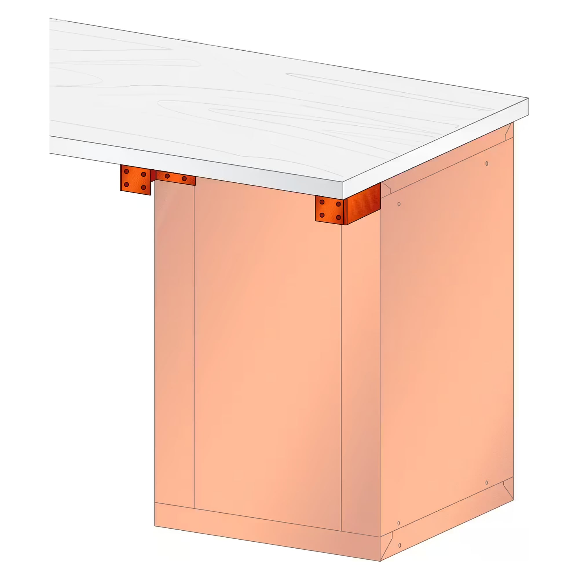 ESD-TWIN-Link-Adapter A, 100x52,5x280 mm (BxTxH), für Schubladenschrank 27E - Lista 93.942, Orange NCS S 1080-Y40R