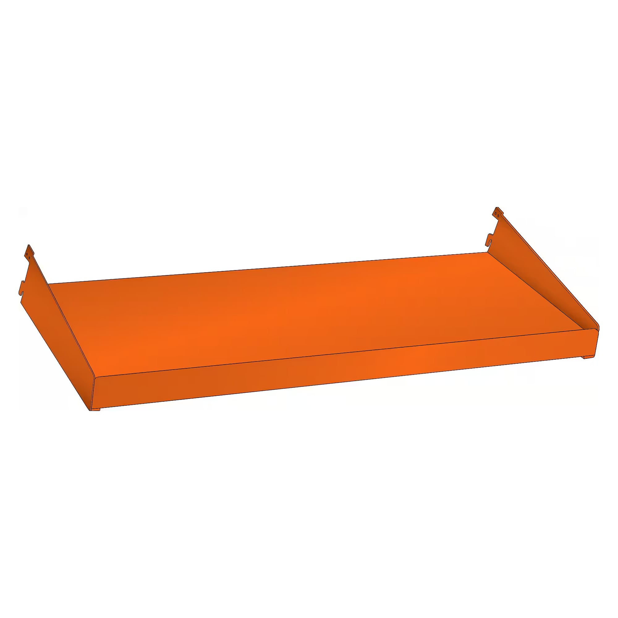 ESD adjustable shelf smooth with side wall, 665x200 mm, 50 kg, with 2 lift-out guards, for assembly trolleys - Lista 93.511, Orange NCS S 1080-Y40R