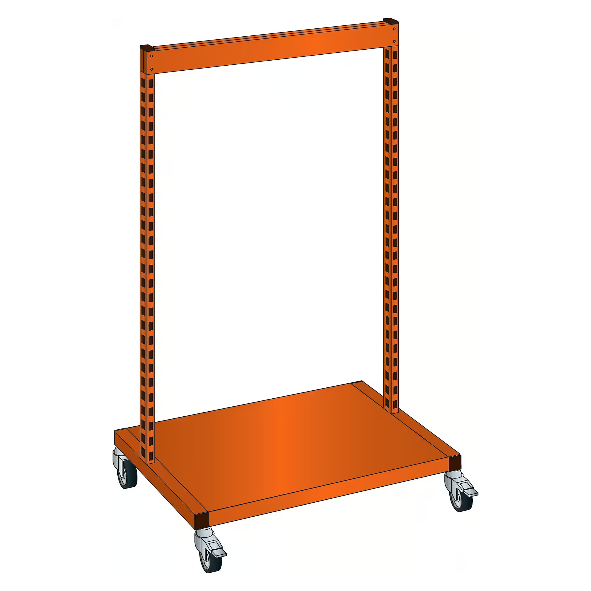 ESD-Ständerrahmen fahrbar einseitig 800x510x1300 mm, Modulbreite 750 mm, Nutzhöhe 950 mm - Lista 93.817, Orange NCS S 1080-Y40R