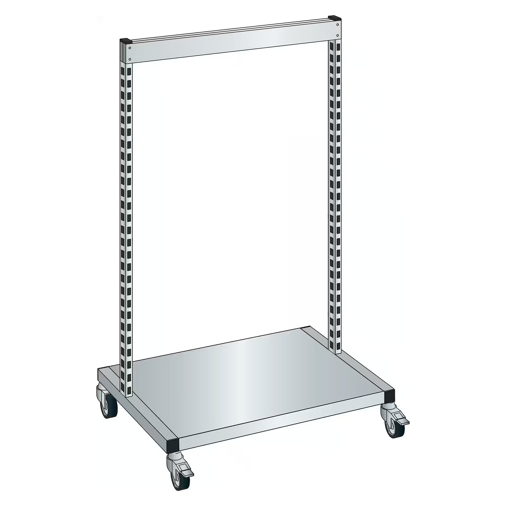 ESD-Ständerrahmen fahrbar einseitig 715x510x1300 mm, Modulbreite 665 mm, Nutzhöhe 950 mm - Lista 93.816, Lichtgrau RAL 7035