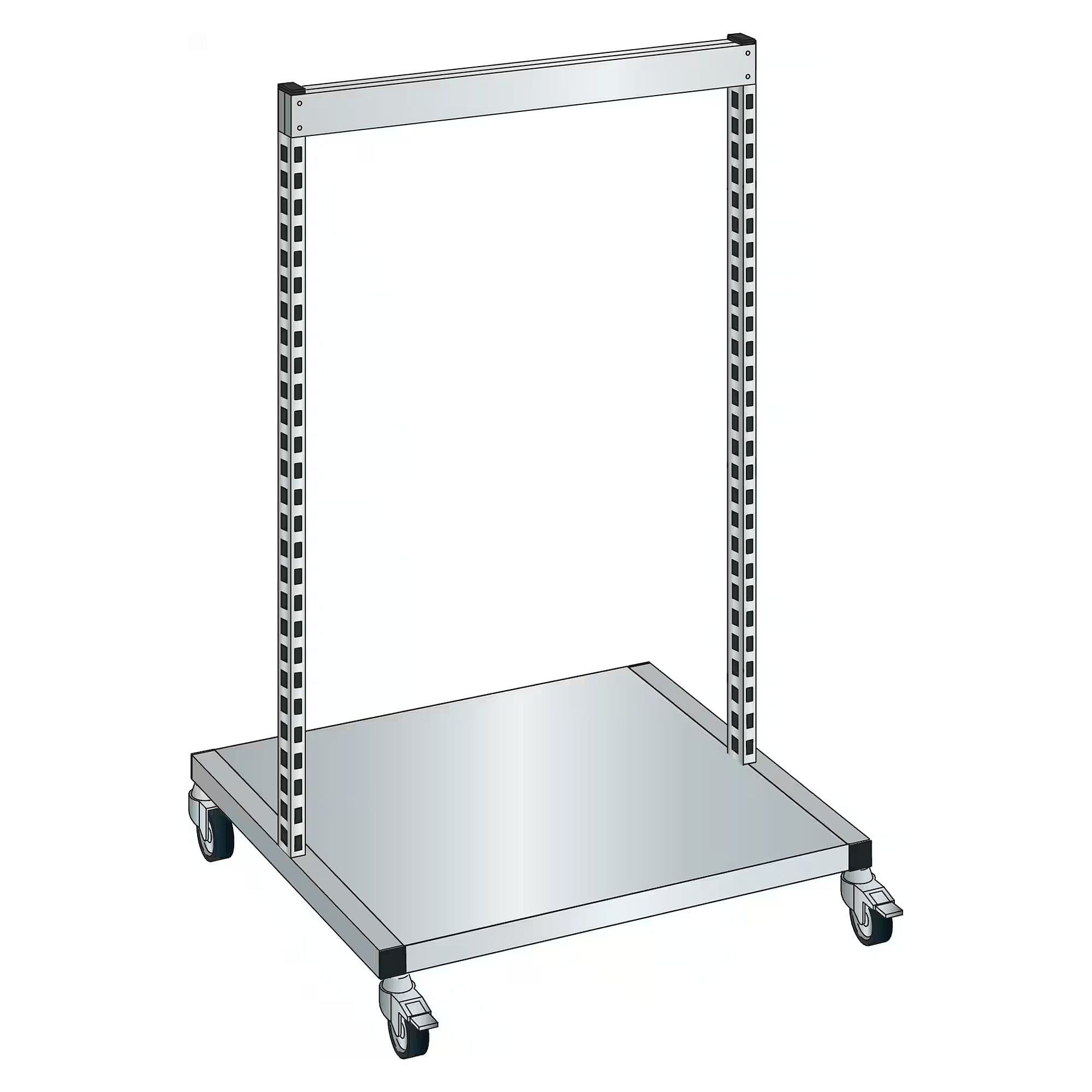 ESD-Ständerrahmen fahrbar doppelseitig 1380x710x1600 mm, Modulbreite 1330 mm, Nutzhöhe 1250 mm - Lista 93.831, Lichtgrau RAL 7035