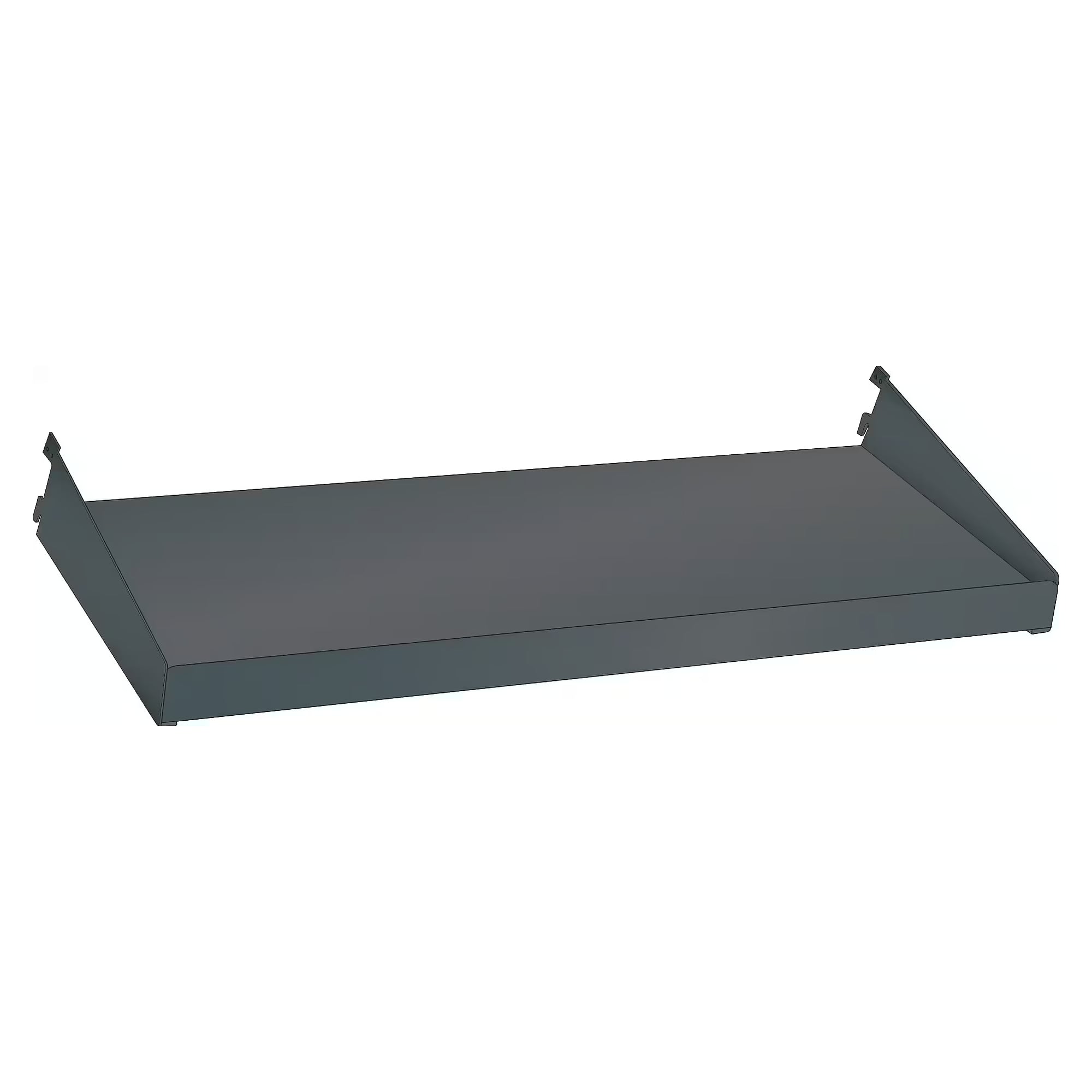 Tablette réglable ESD lisse à rebord latéral, 1330x300 mm, 50 kg, 2 sécurités anti-soulèvement, pour chariot - Lista 93.524, Gris anthracite RAL 7016