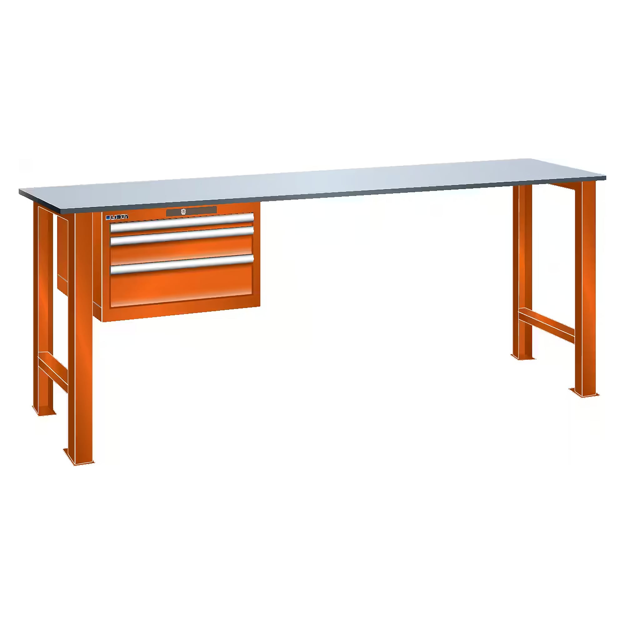 ESD-Werkbank 27x36E, 2000x750x850 mm, 3 Schubladen 1x50/1x100/1x150, 75 kg, CODE Lock - Lista 95.905, Orange NCS S 1080-Y40R