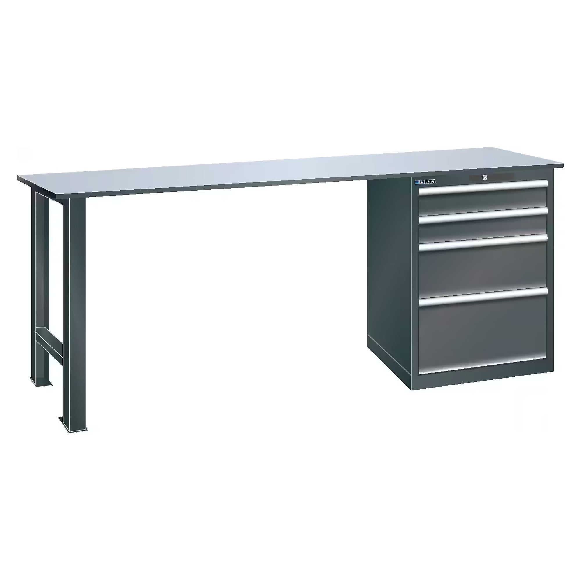 ESD workbench 27x36E, 1500x750x850 mm, 4 drawers 2x100/1x200/1x300, 75 kg, RFID Lock - Lista 95.910, Anthracite grey RAL 7016