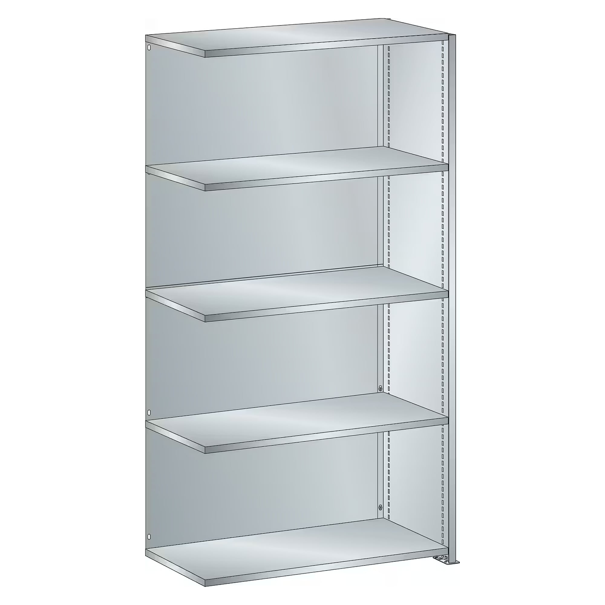 ESD-Anbauregal L1006, 1000x500x2000 mm, 5 Fachböden glatt, 160 kg, Rückwand glatt - Lista 95.940, Lichtgrau RAL 7035