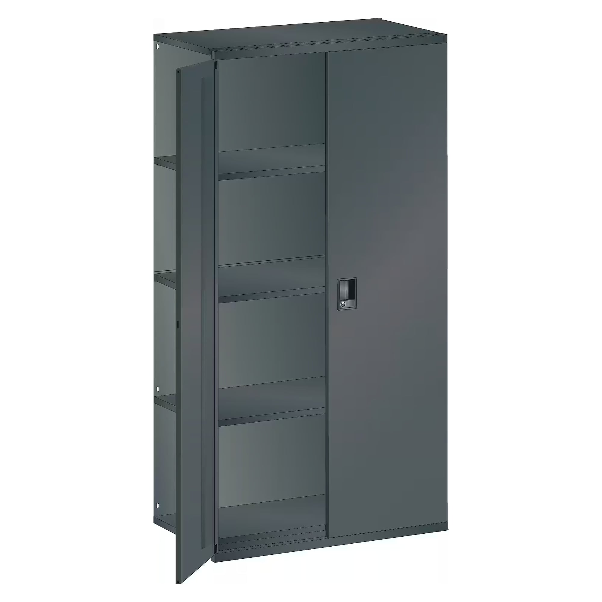 ESD-Anbauregal L1006, 1000x500x2000 mm, 5 Fachböden glatt, 160 kg, Rückwand, Flügeltür, KEY Lock - Lista 95.942, Anthrazitgrau RAL 7016