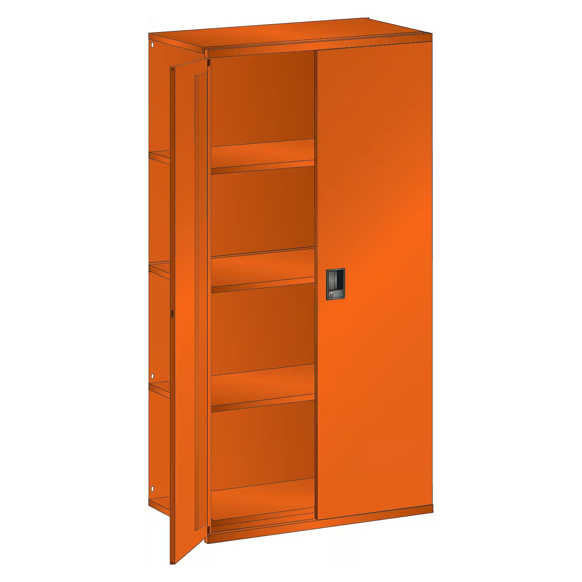 ESD-Anbauregal L1006, 1000x500x2000 mm, 5 Fachböden glatt, 160 kg, Rückwand, Flügeltür, KEY Lock - Lista 95.942, Orange NCS S 1080-Y40R
