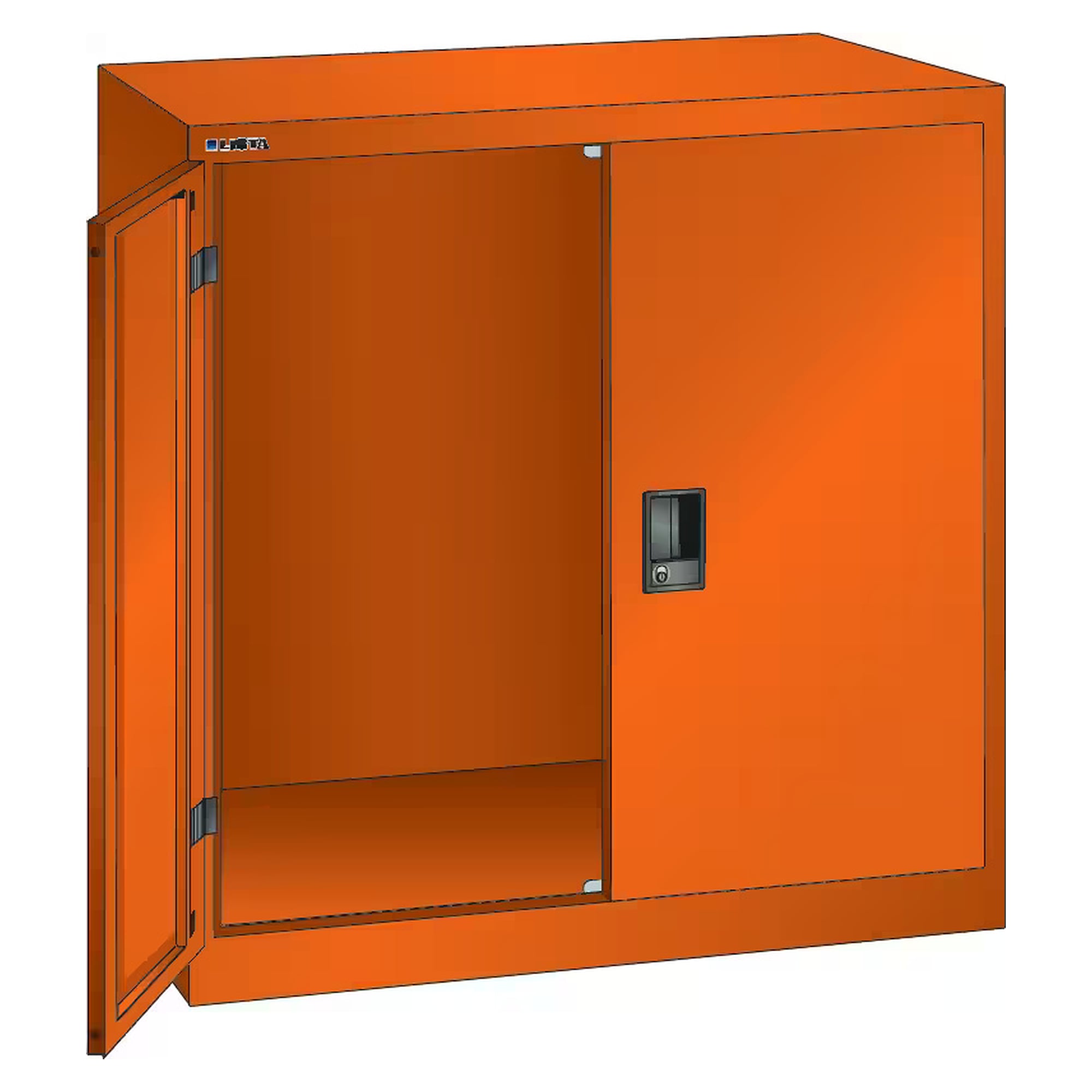 ESD-Flügeltürschrank 1000x400x1000 mm, ohne Verstellböden, Vollblech-Türen, CODE Lock - Lista 96.522, Orange NCS S 1080-Y40R