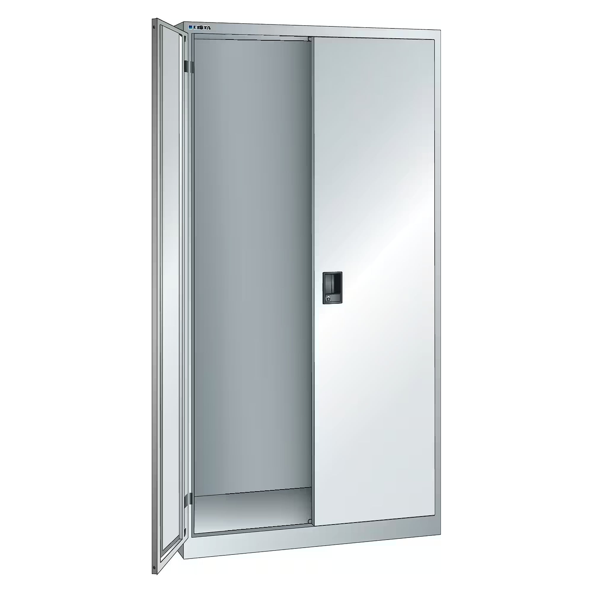 ESD-Flügeltürschrank 1000x580x1950 mm, ohne Verstellböden, Vollblech-Türen, CODE Lock - Lista 96.537, Lichtgrau RAL 7035