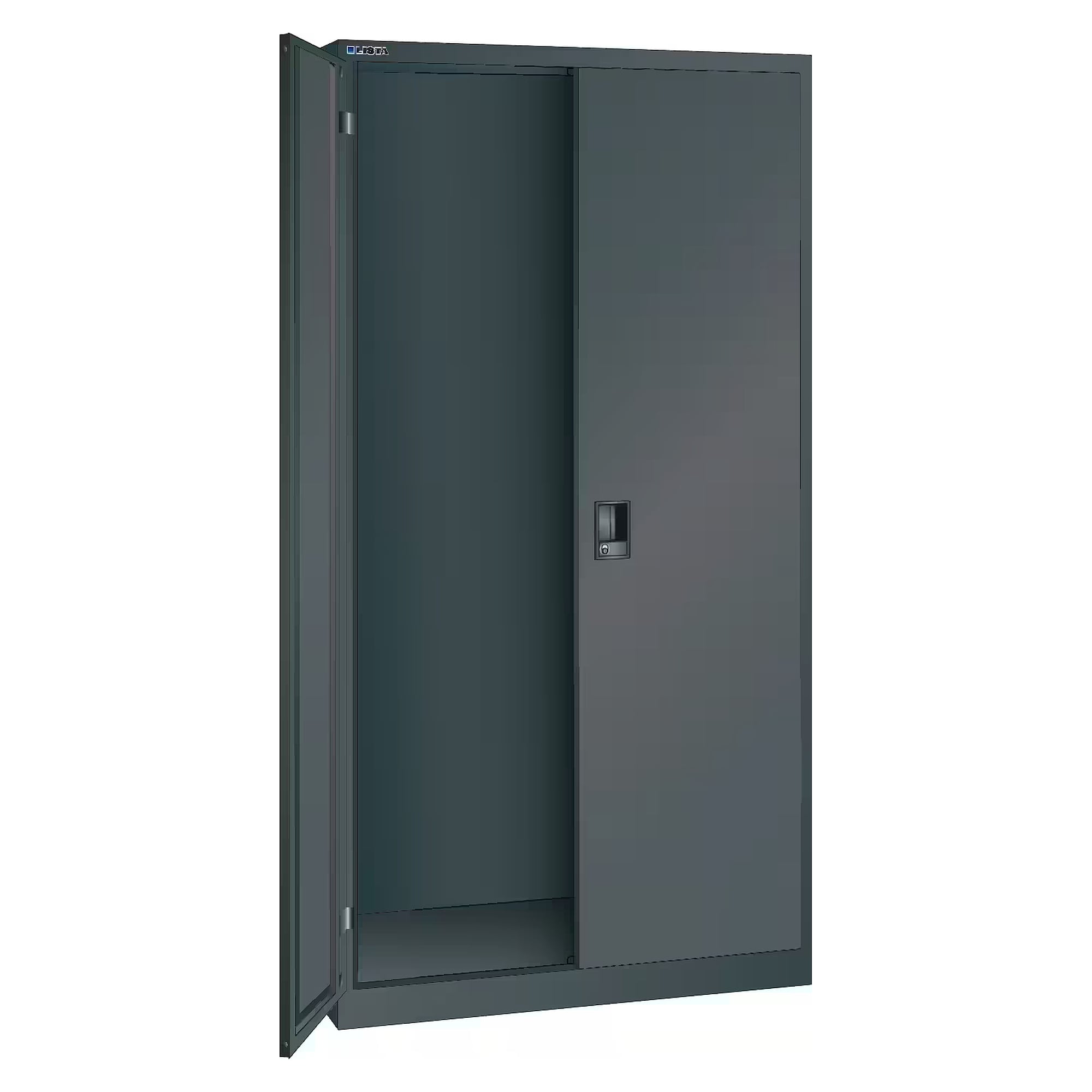 ESD double-door cabinet 1000x580x1950 mm, without shelves, solid steel doors, KEY Lock - Lista 96.536, Anthracite grey RAL 7016