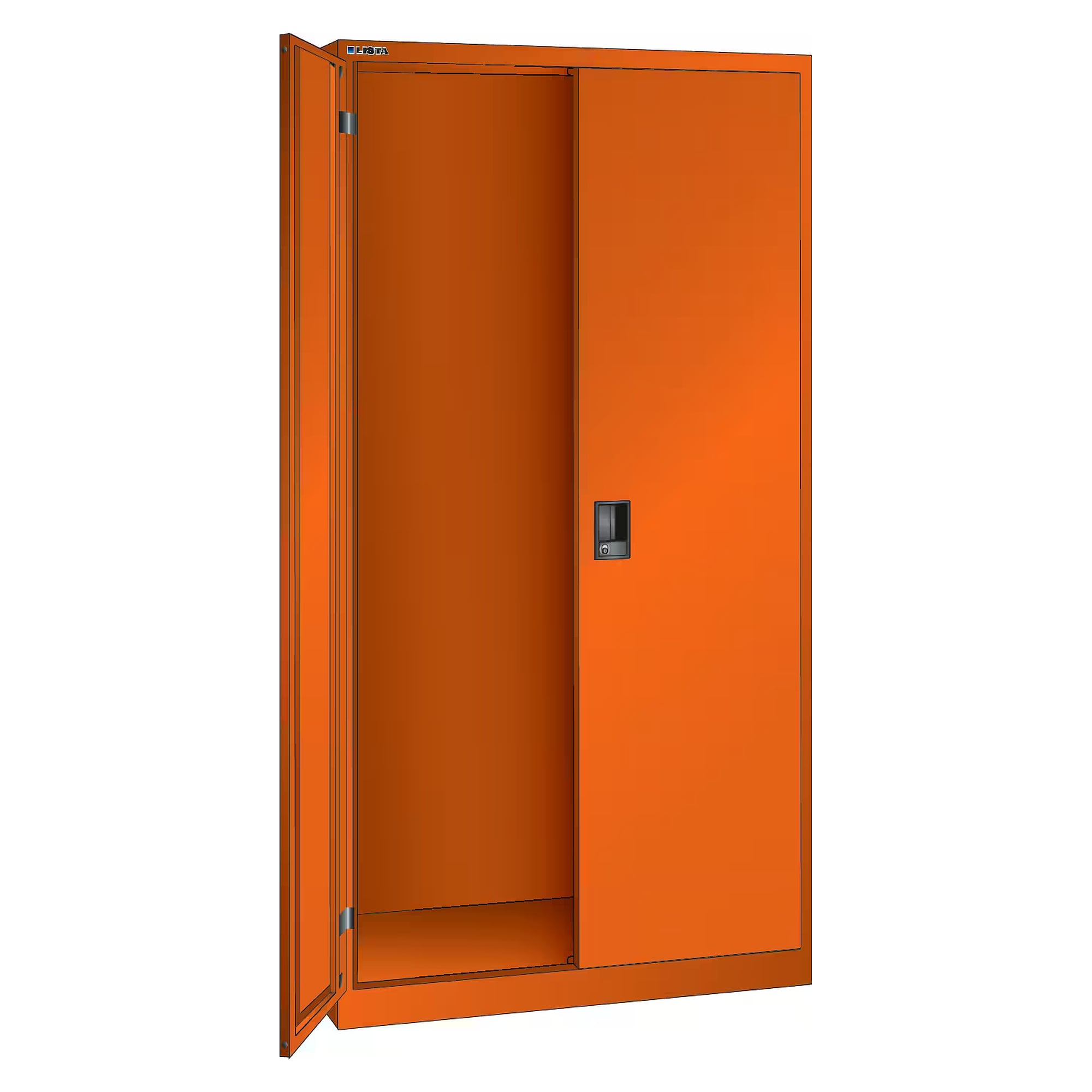 ESD double-door cabinet 1000x580x1950 mm, without shelves, solid steel doors, KEY Lock - Lista 96.536, Orange NCS S 1080-Y40R