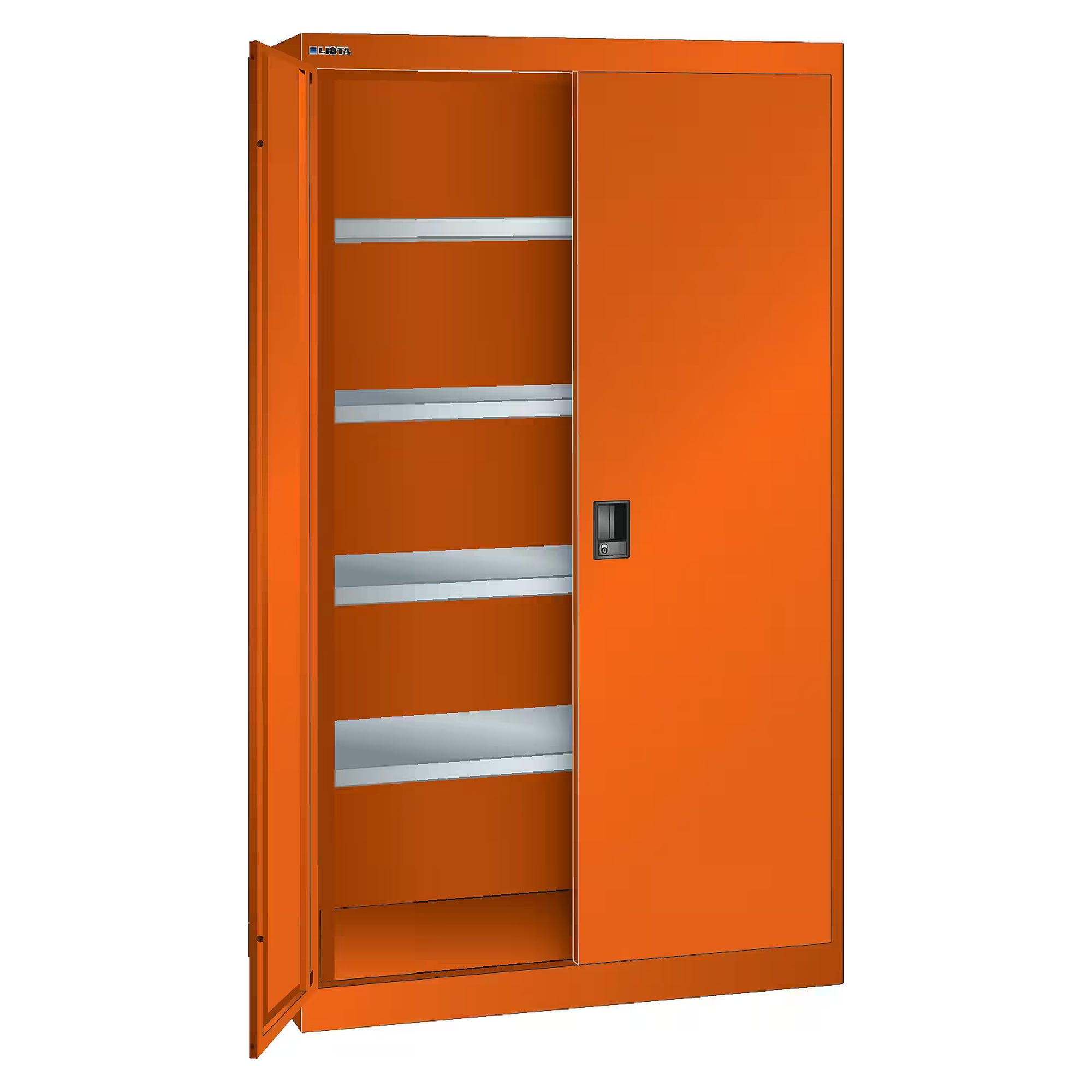 ESD-Schwerlastschrank 54x27E, 1100x641x1950 mm, 4 Verstellböden je 160 kg, Flügeltüren, KEY Lock - Lista 96.547, Orange NCS S 1080-Y40R