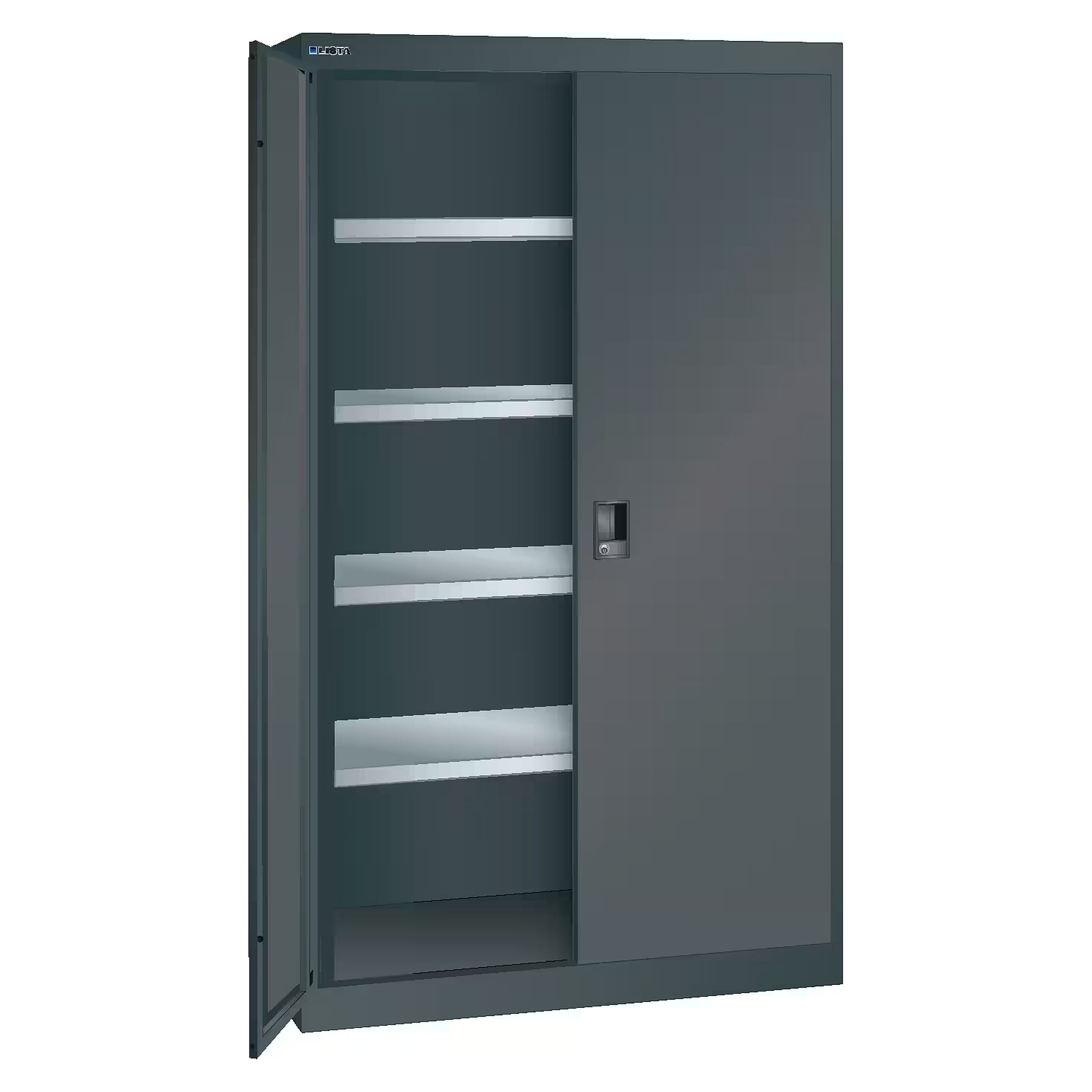 ESD-Schwerlastschrank 54x27E, 1100x641x1950 mm, 4 Verstellböden je 160 kg, Flügeltüren, KEY Lock - Lista 96.547, Anthrazitgrau RAL 7016