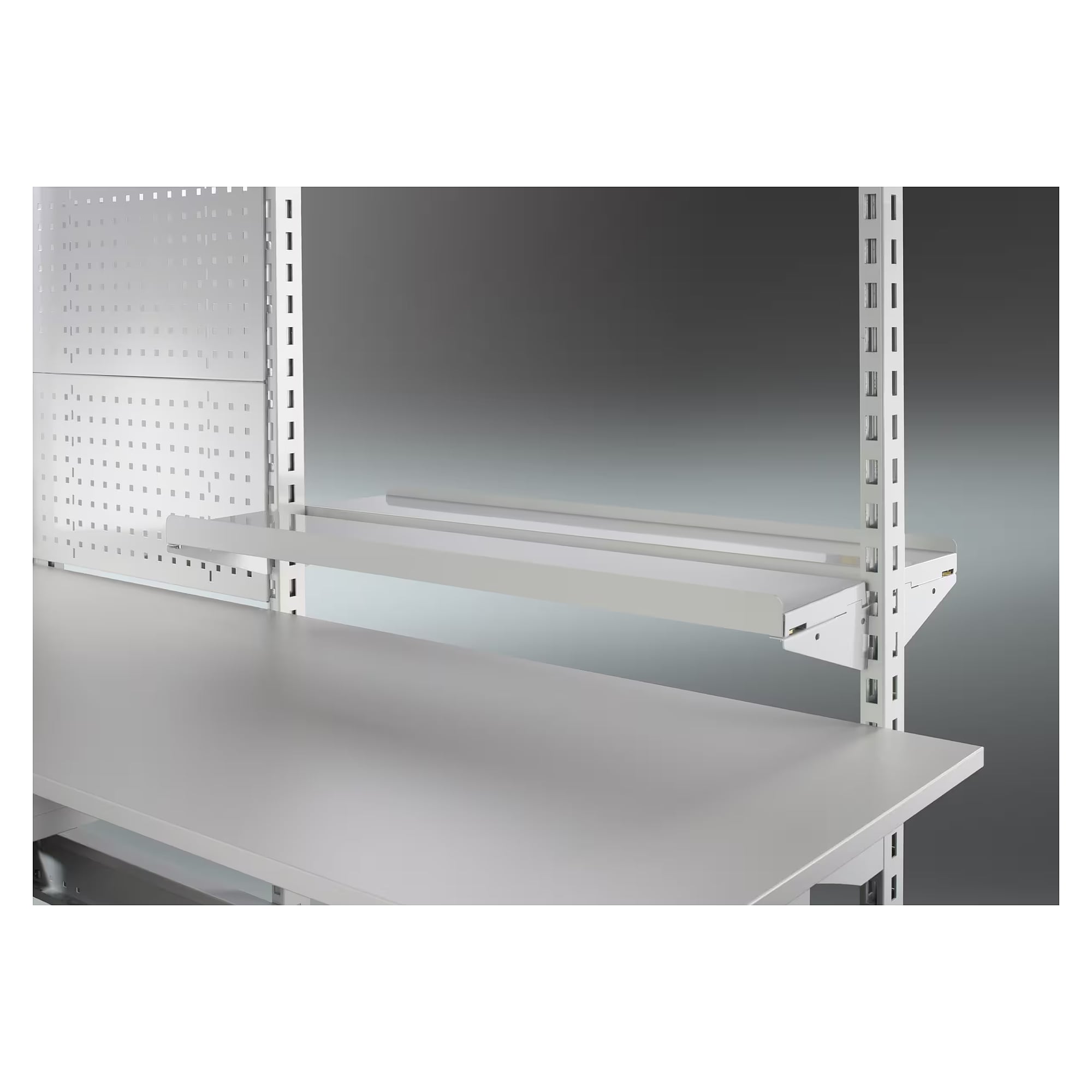ESD adjustable shelf smooth 665x200 mm, usable width 664 mm, level or tilted 15°, 50 kg - Lista 93.757