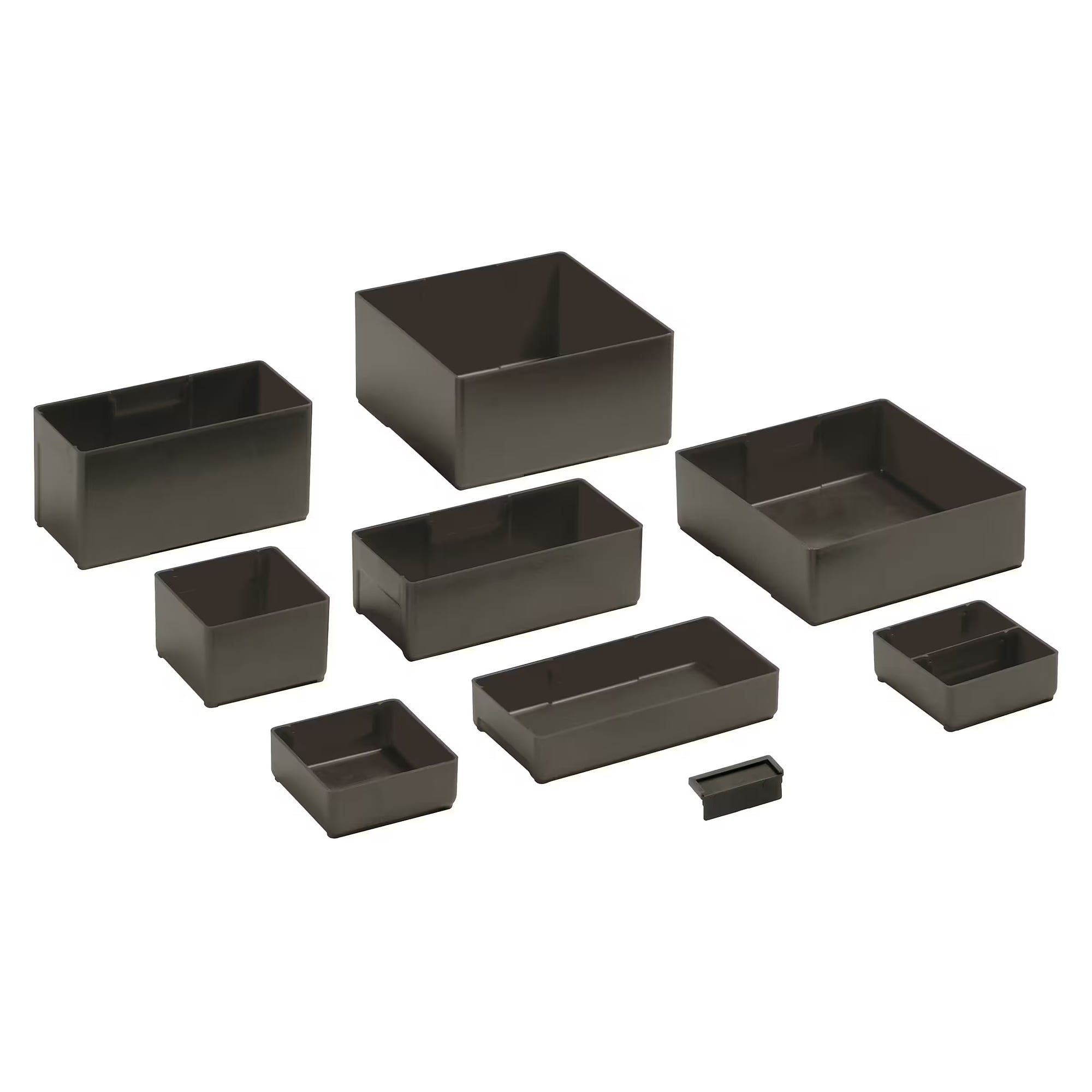 ESD-Einsatzkästen 4,5x4,5E, 75x75x26 mm, für Fronthöhe 50 mm, mit Mitteltrennwand, Set 12 Stück - Lista 80.203