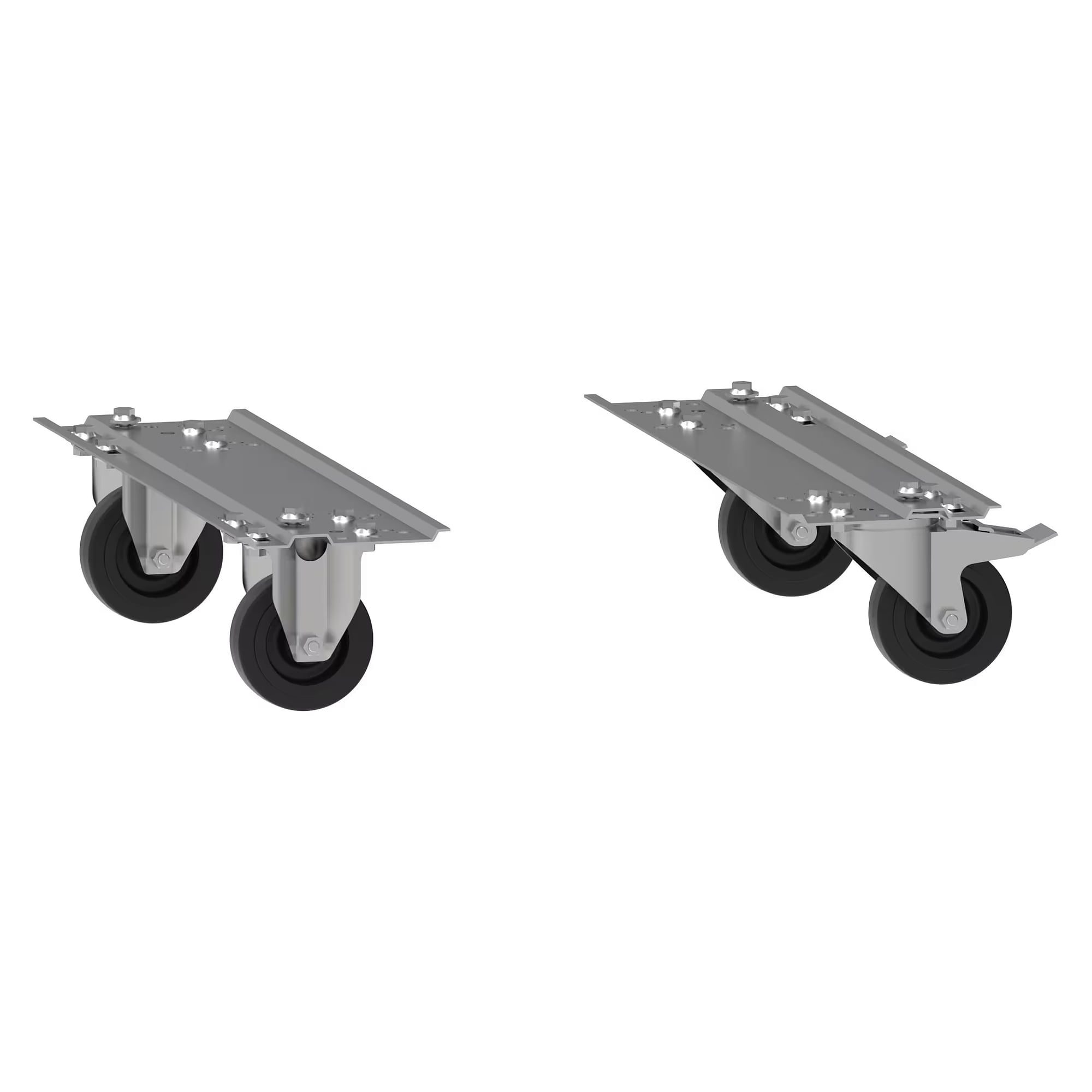 ESD-Rollenträgerpaar 27E, Höhe 137 mm, Gummirollen Ø 100 mm, 400 kg, Fahrtrichtung quer - Lista 95.894