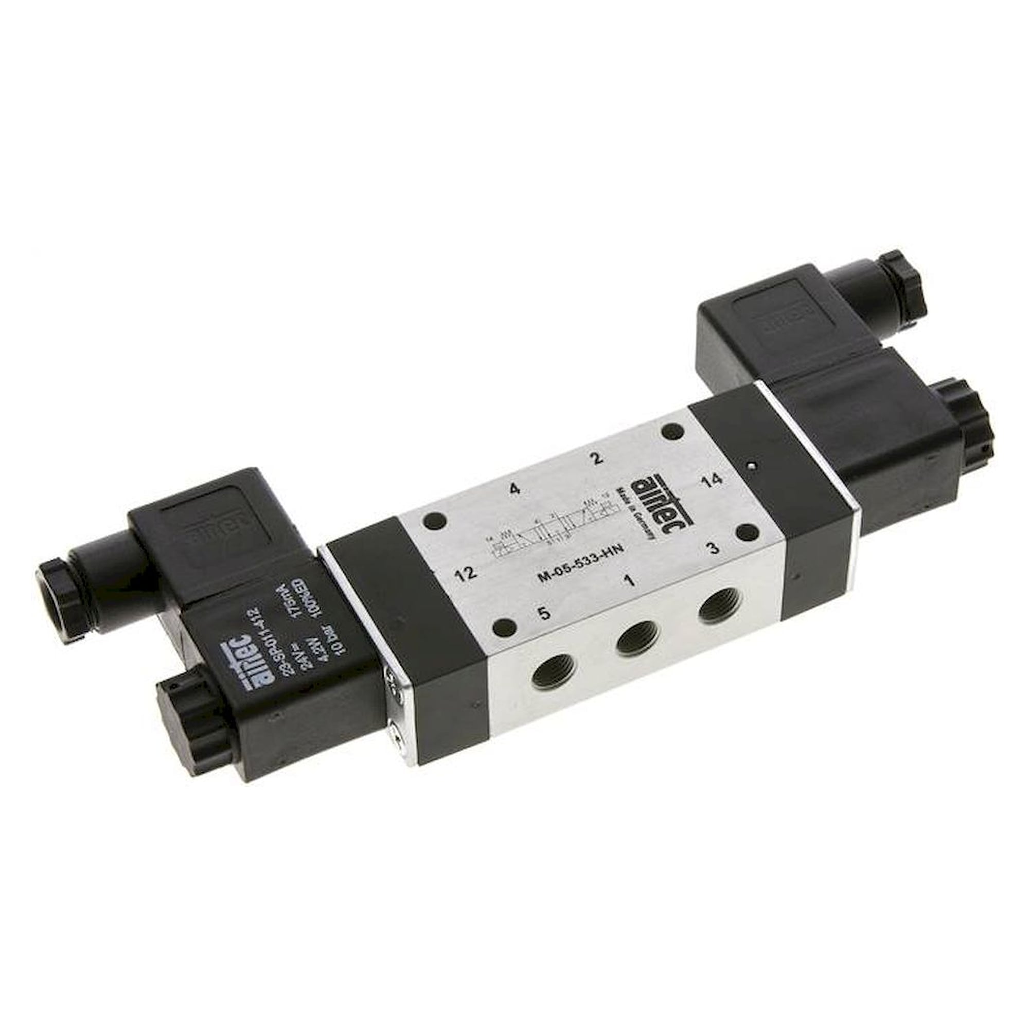 Airtec M 05533HN 115V. 5/3-Wege Magnetventil, G 1/8", Mittelstellung entlüftet, 115 V AC