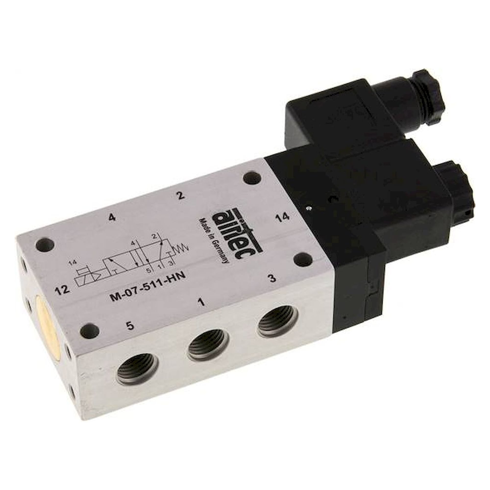 Airtec M 07511HN 230V. 5/2-Wege Magnetventil, G 1/4", Feder, 230 V AC, Standard