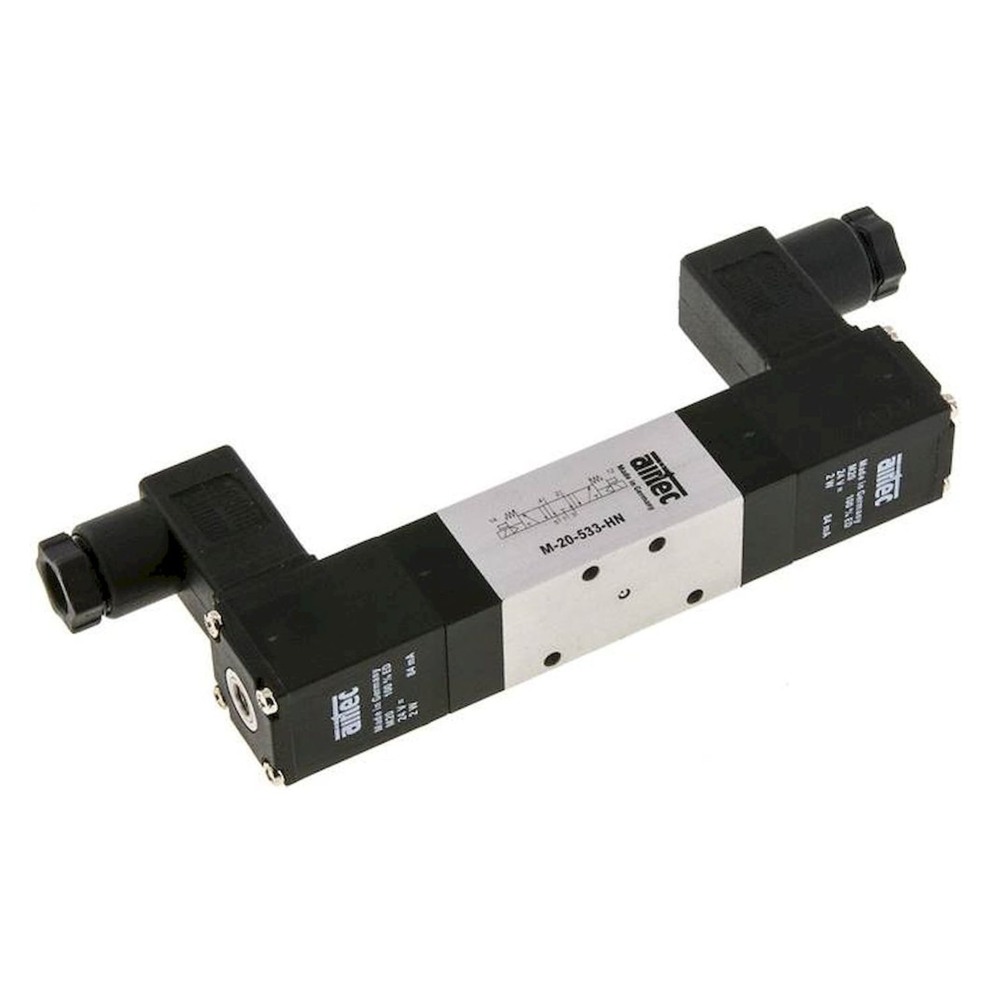 Airtec M 20533 HN 24V=. 5/3-Wege Magnetventil, M 5, Mittelstellung entlüftet, 24 V DC