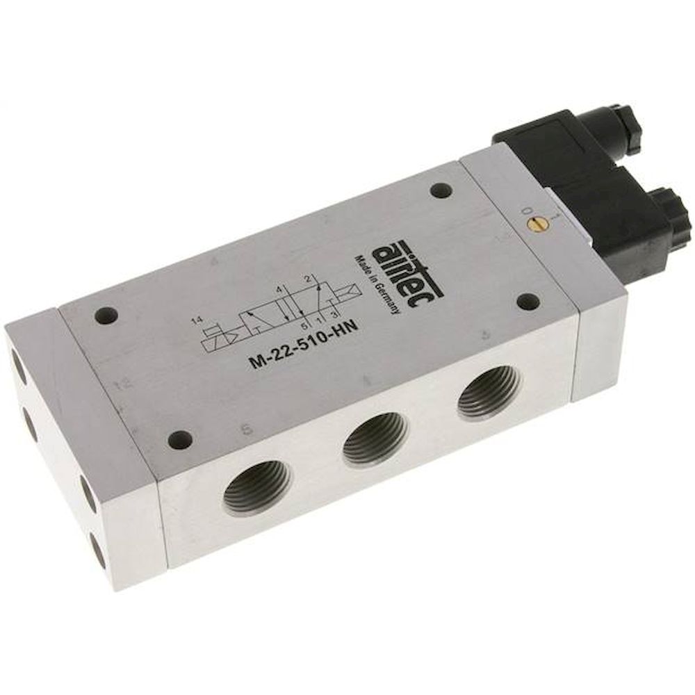 Airtec M 22510HN 24V=. 5/2-Wege Magnetventil, G 1/2", Luftfeder, 24 V DC, Standard