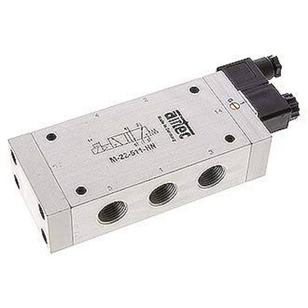 Airtec M 22511HN 24V=. 5/2-Wege Magnetventil, G 1/2", Feder, 24 V DC, Standard