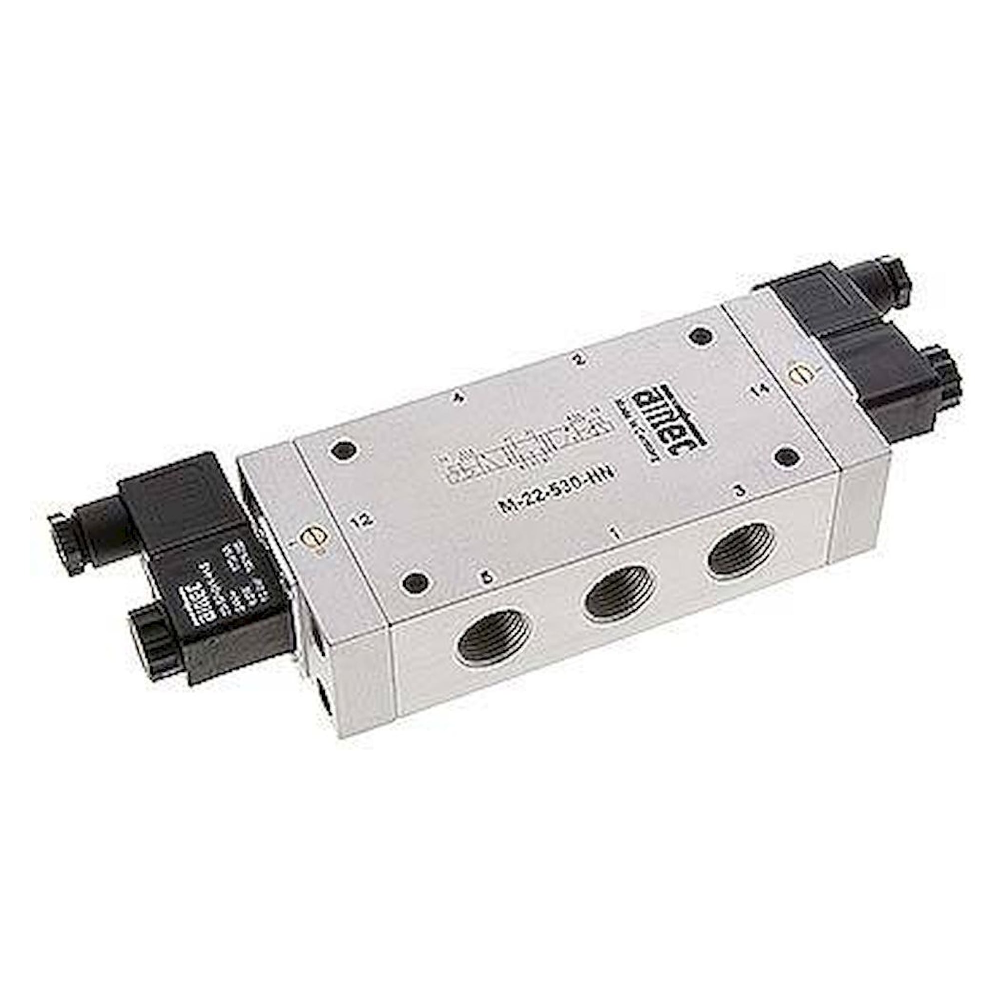 Airtec M 22530HN 12V=. 5/3-Wege Magnetventil, G 1/2", Mittelstellung geschlossen, 12 V DC