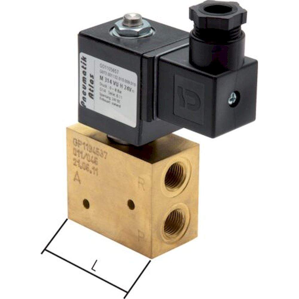 M-338-VU-H-230V. 3/2-way vacuum valve, G 3/8", -0,9 to 10bar, 230V AC