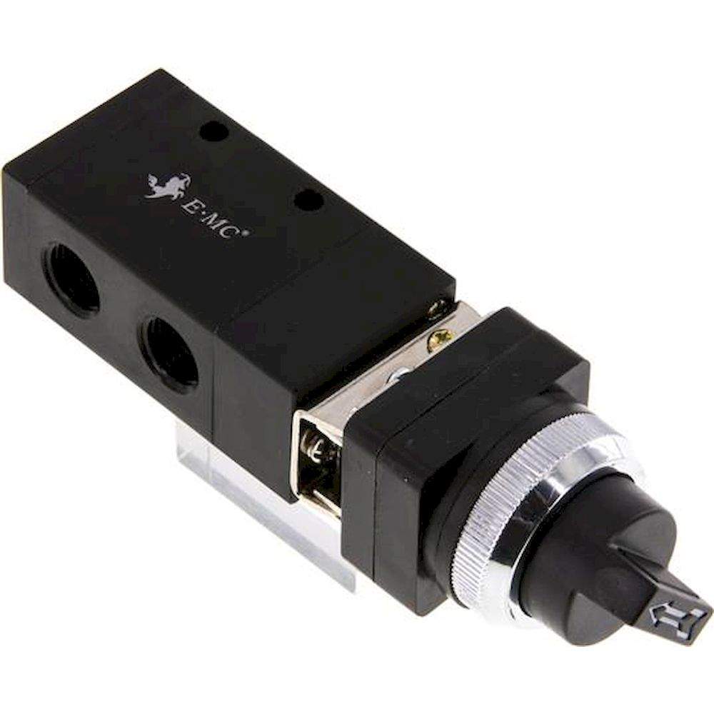 E.MC M 322-S1. 3/2-Wege (NC/NO) Drehschalter-Ventil, schwarz, G 1/4"
