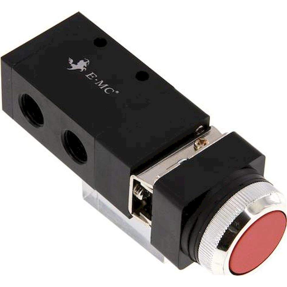 E.MC M 322-S5-ROT. 3/2-Wege (NC/NO) Drucktaster-Ventil, rot, G 1/4"