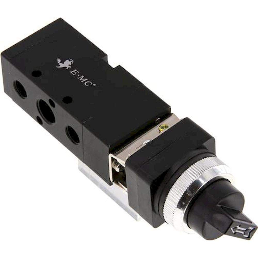 E.MC M 522-S1. 5/2-Wege Drehschalter-Ventil, schwarz, G 1/4"